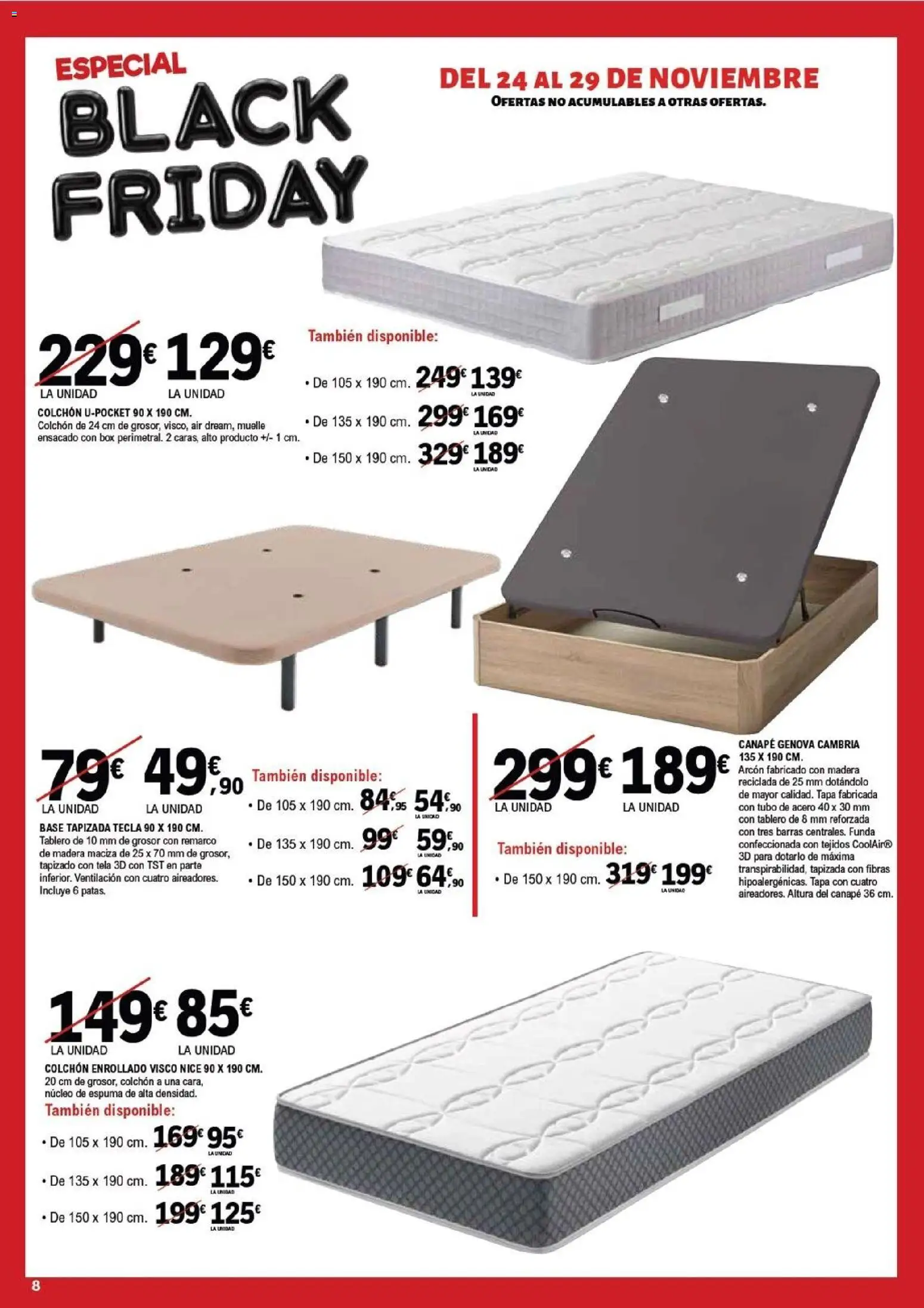 E.Leclerc Black Friday │ válido desde el 26.11.2025 | Página: 8 | Productos: Colchon, Funda
