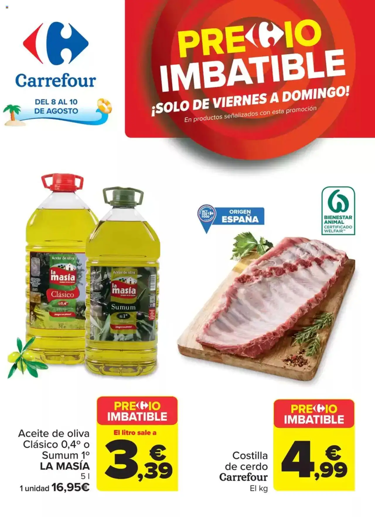Carrefour folleto │ válido desde el 08.08.2025 | Página: 1 | Productos: Aceite, Cerdo, Aceite de oliva
