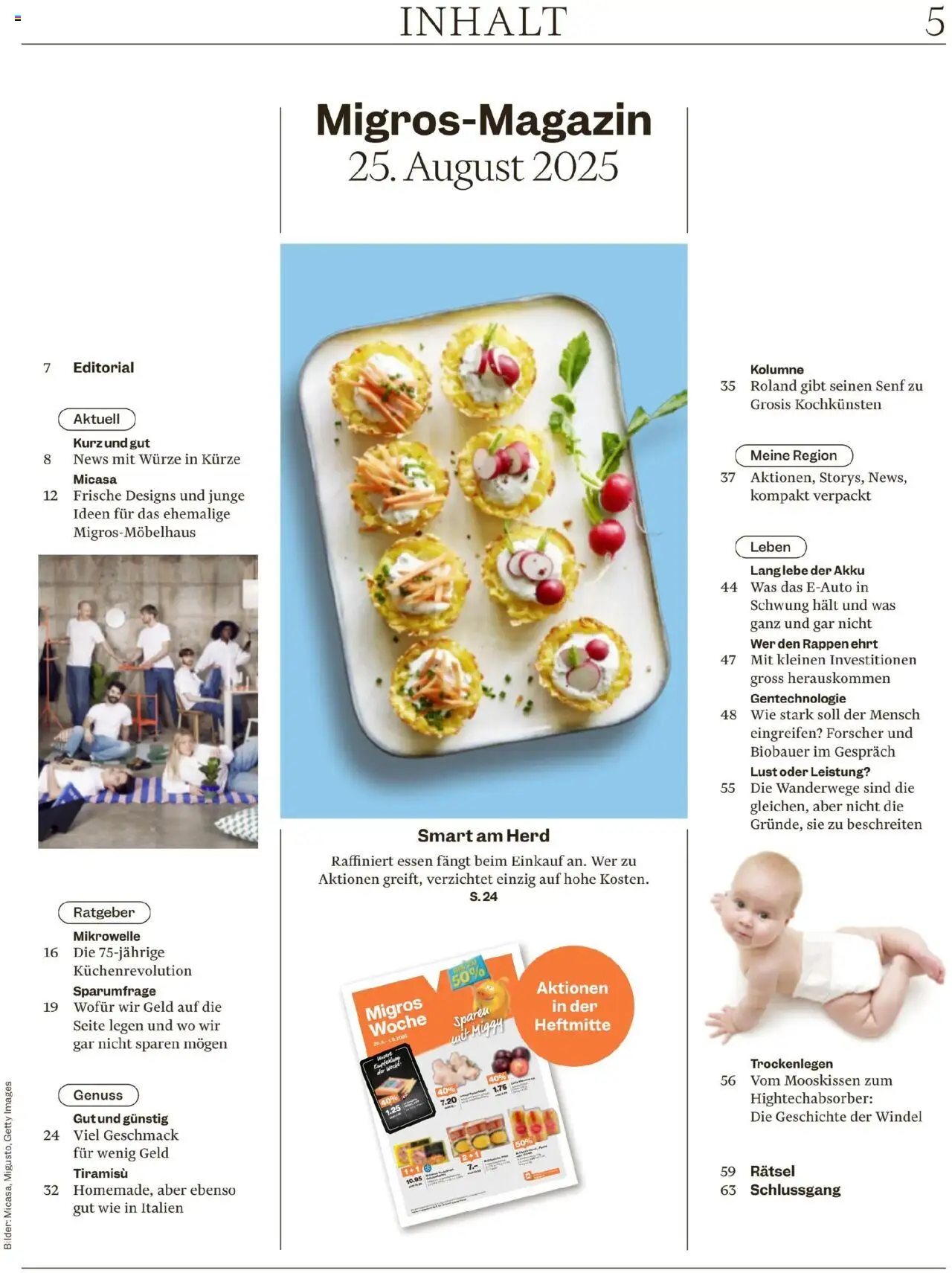 Migros - Magazin ab 25.08.2025 | Seite: 5 | Produkte: Bilder, Mikrowelle, Herd