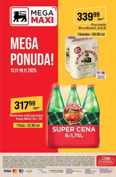 Mineralna voda gazirana Knjaz Miloš, 6x1.75l, Sparkling mineral water in a pack of 6 bottles, each 1.75l - pregled Mega Maxi kataloga - važi od 13.11.2025 | Strana: 8 | Proizvode: Birra Moretti, Sto, Voda, Mineralna voda