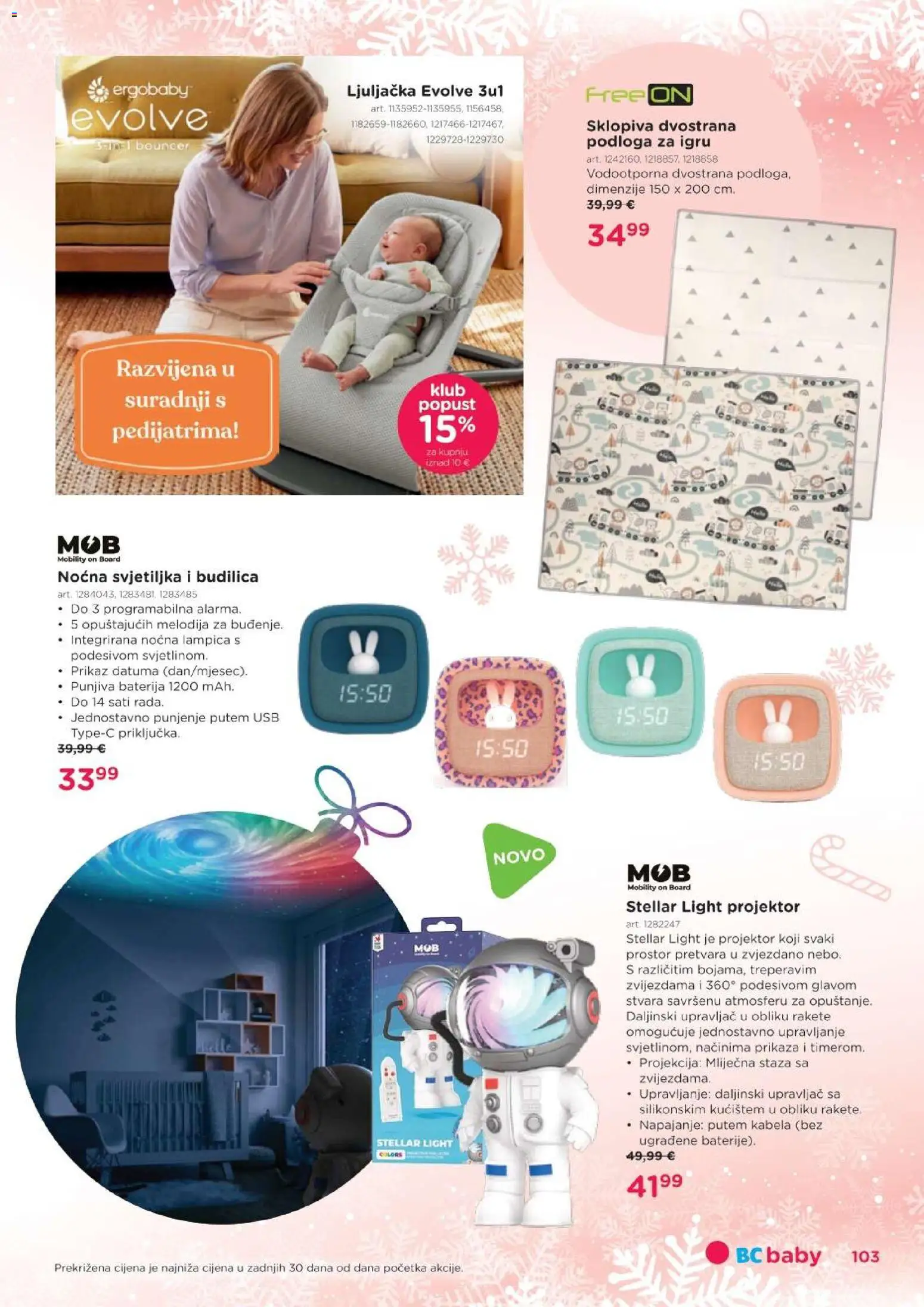 Baby Center katalog | vrijedi od 03.12.2025 | Stranica: 103 | Proizvodi: Svjetiljka, Ljuljačka, Budilica, USB