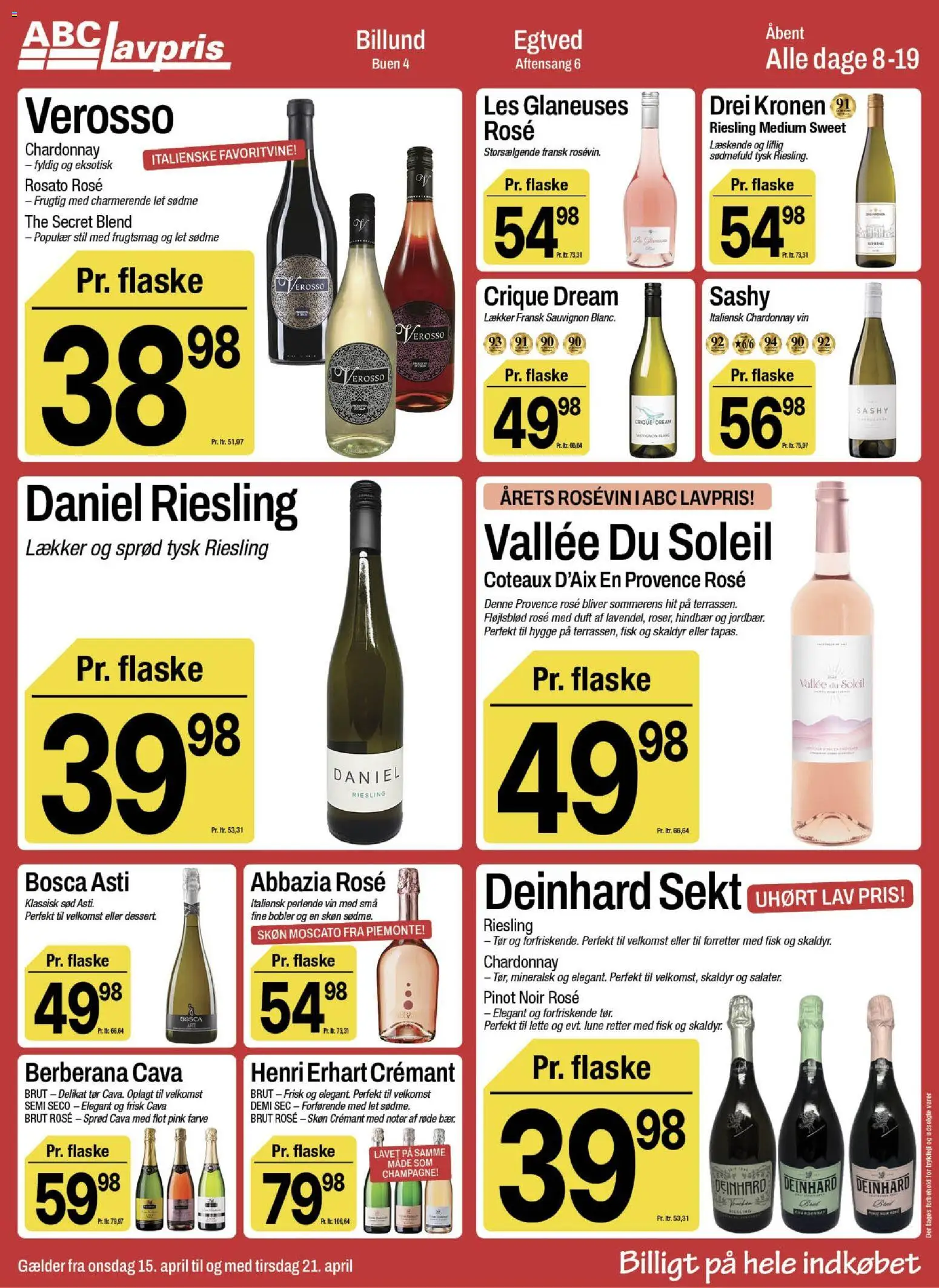 Abc Lavpris tilbudsavis – gyldig fra 15.04.2026 | Side: 3 | Produkter: Vin, Fisk, Hindbær, Søm