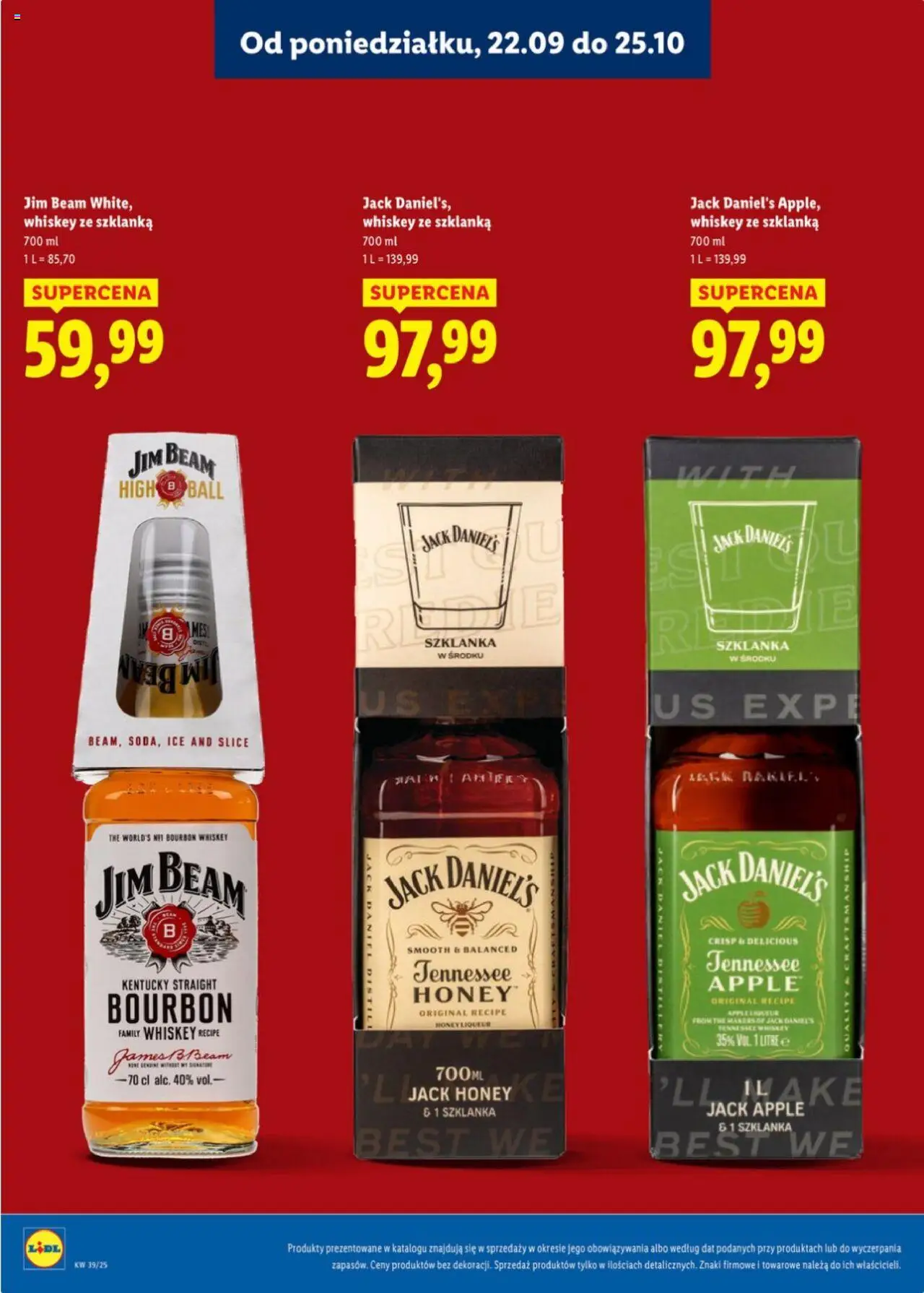 Lidl Katalog alkoholi mocnych od 22.09.2025 | Strona: 14 | Produkty: Szklanka, Bourbon, Jim Beam, Jack Daniel's
