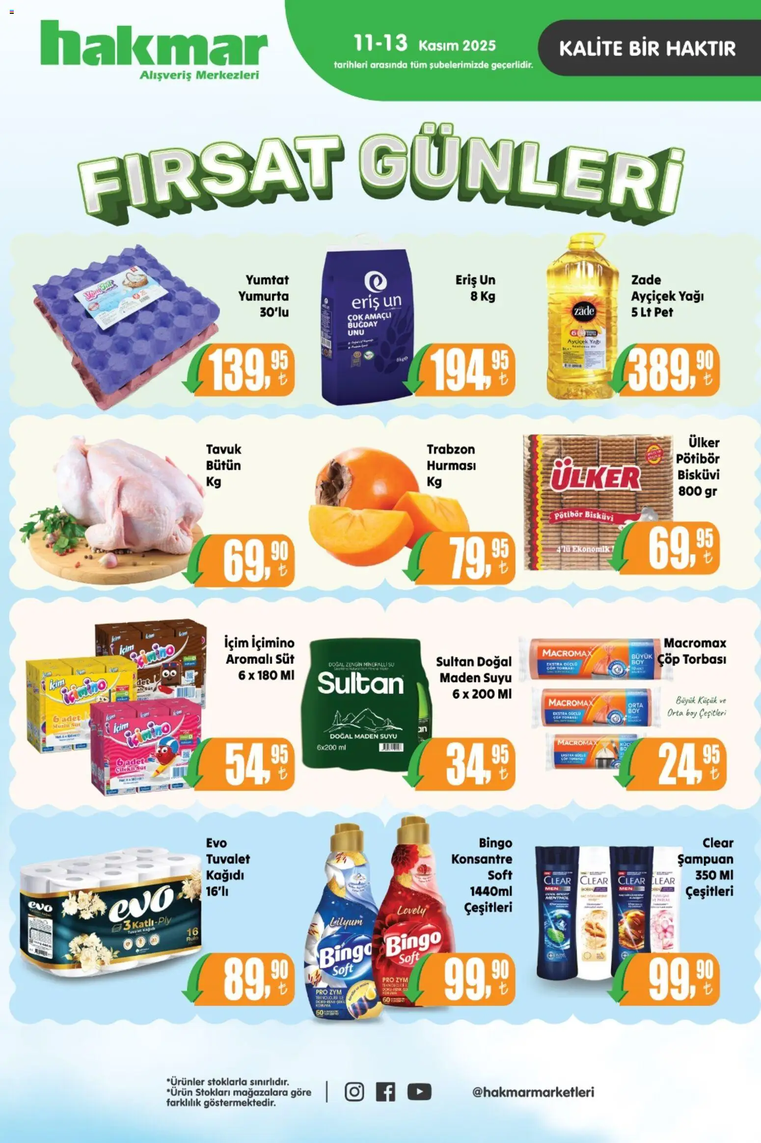 Hakmar Katalog - 11.11.2025 tarihinden itibaren geçerlidir | Sayfa: 1 | Ürünler: Tuvalet, Şampuan, Su, Maden suyu