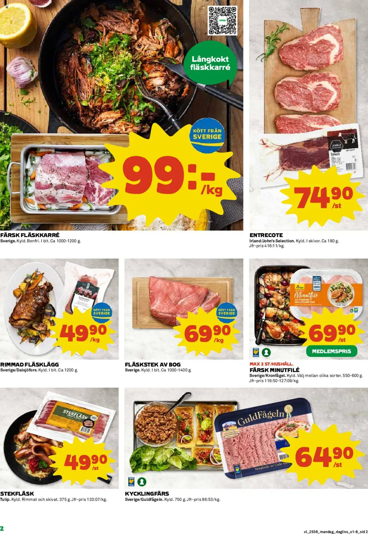 Coop Daglivs reklamblad aktuell från 15.09.2025 | Sida: 2 | Produkter: Entrecote