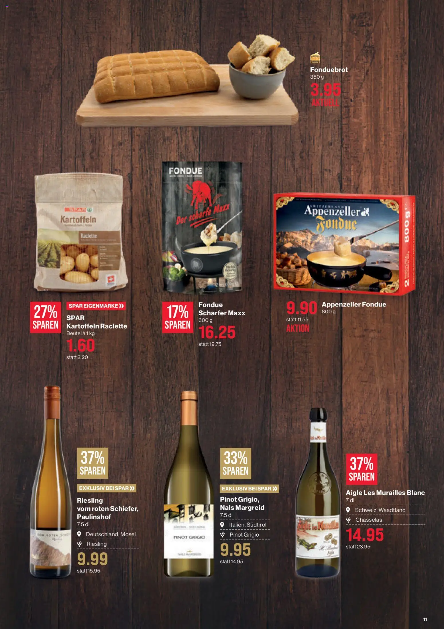 SPAR Aktionen – gültig ab 30.10.2025 | Seite: 11 | Produkte: Kartoffeln, Raclette, Fondue