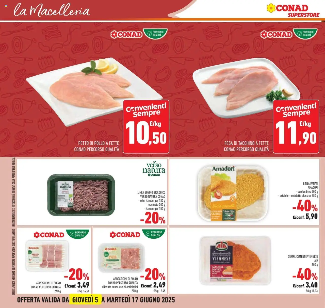 Volantino Conad del 04.06.2025 | Pagina: 16 | Prodotti: Bovino, Pollo, Suino, Arrosticini