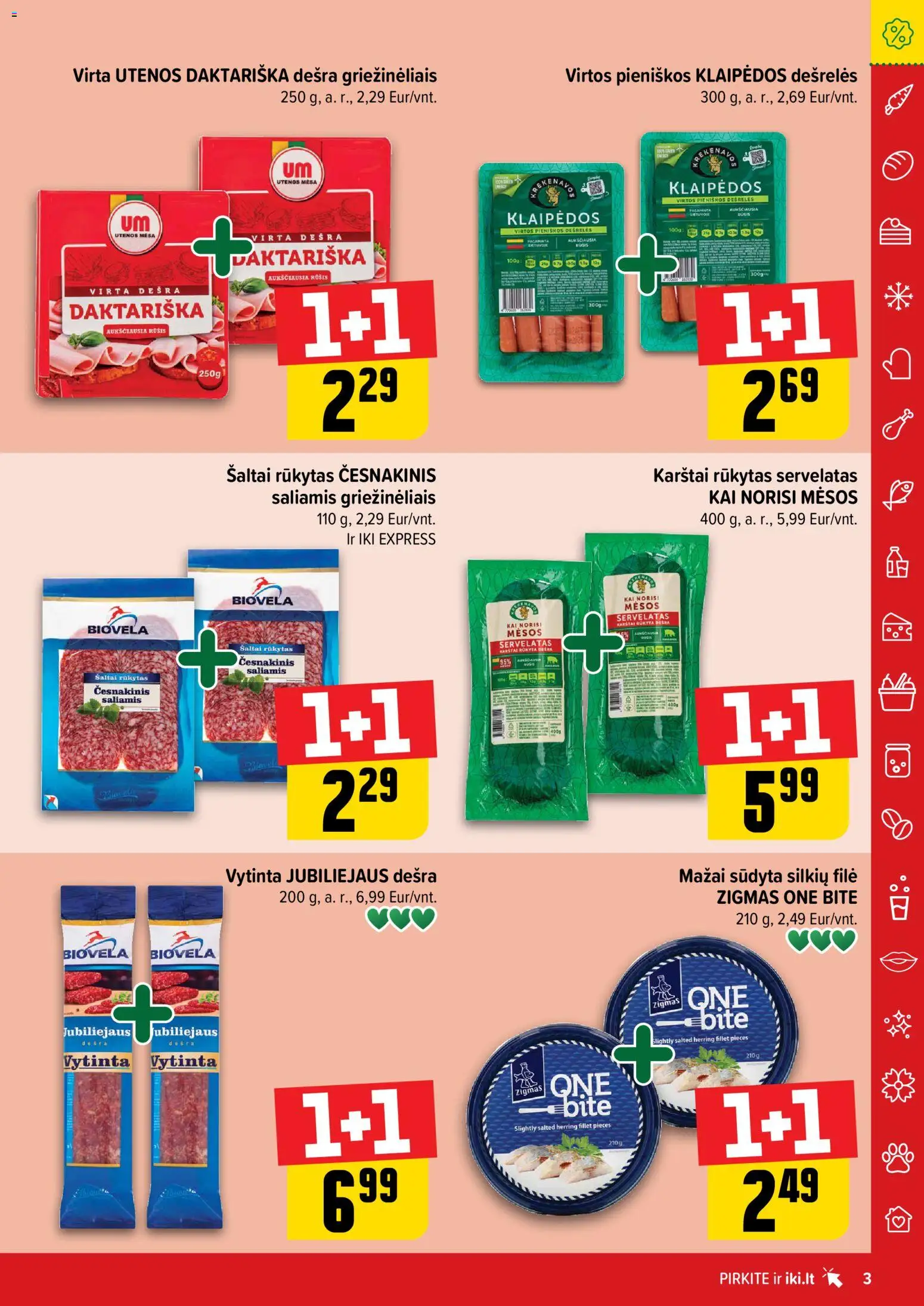 IKI akcijos nuo 06.04.2026 | Puslapis: 3 | Prekių: Dešrelės, Saliamis, Dešra