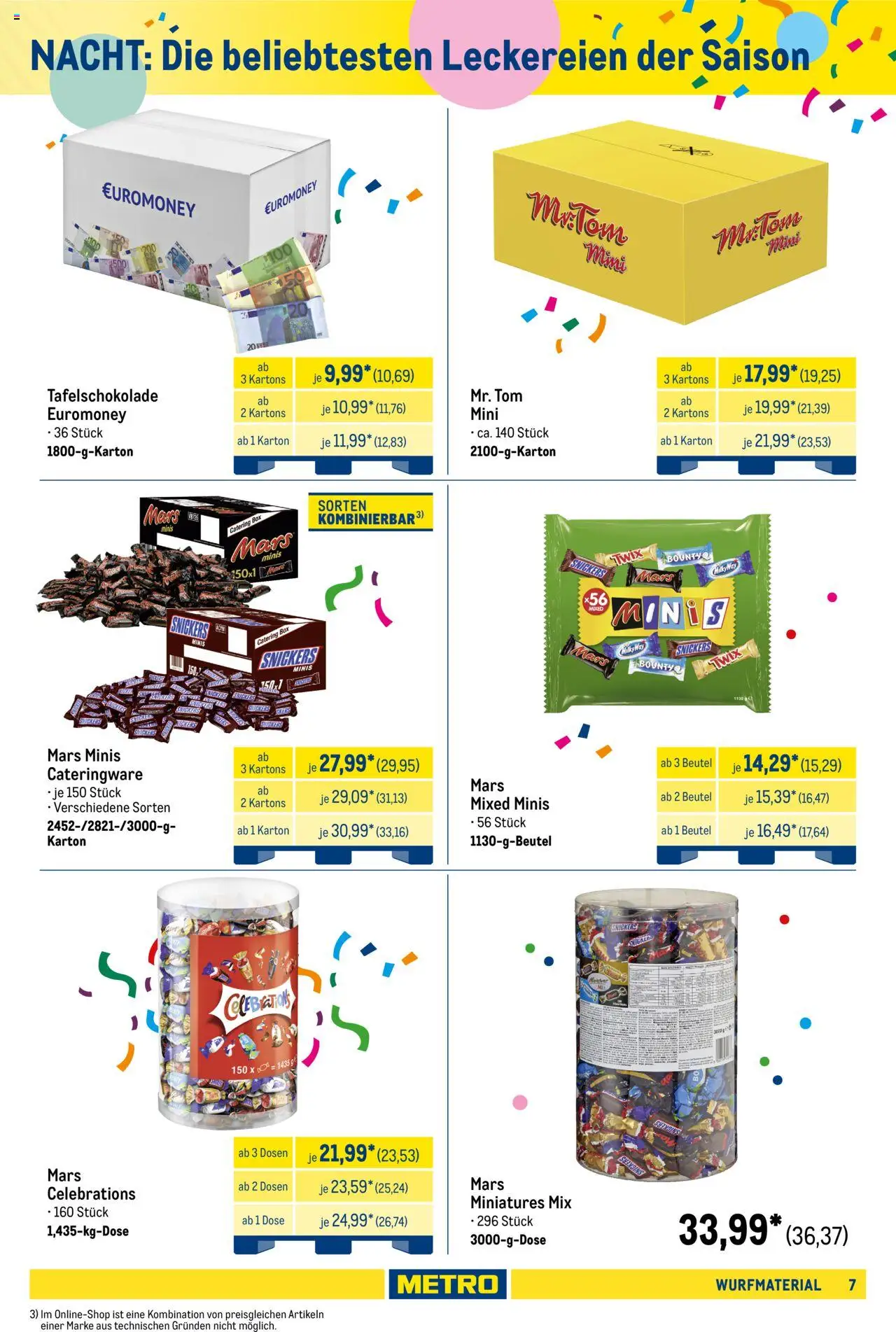 Metro Wurfmaterial Karneval – gültig ab 01.10.2025 | Seite: 7 | Produkte: Celebrations, Snickers, Mars, Twix