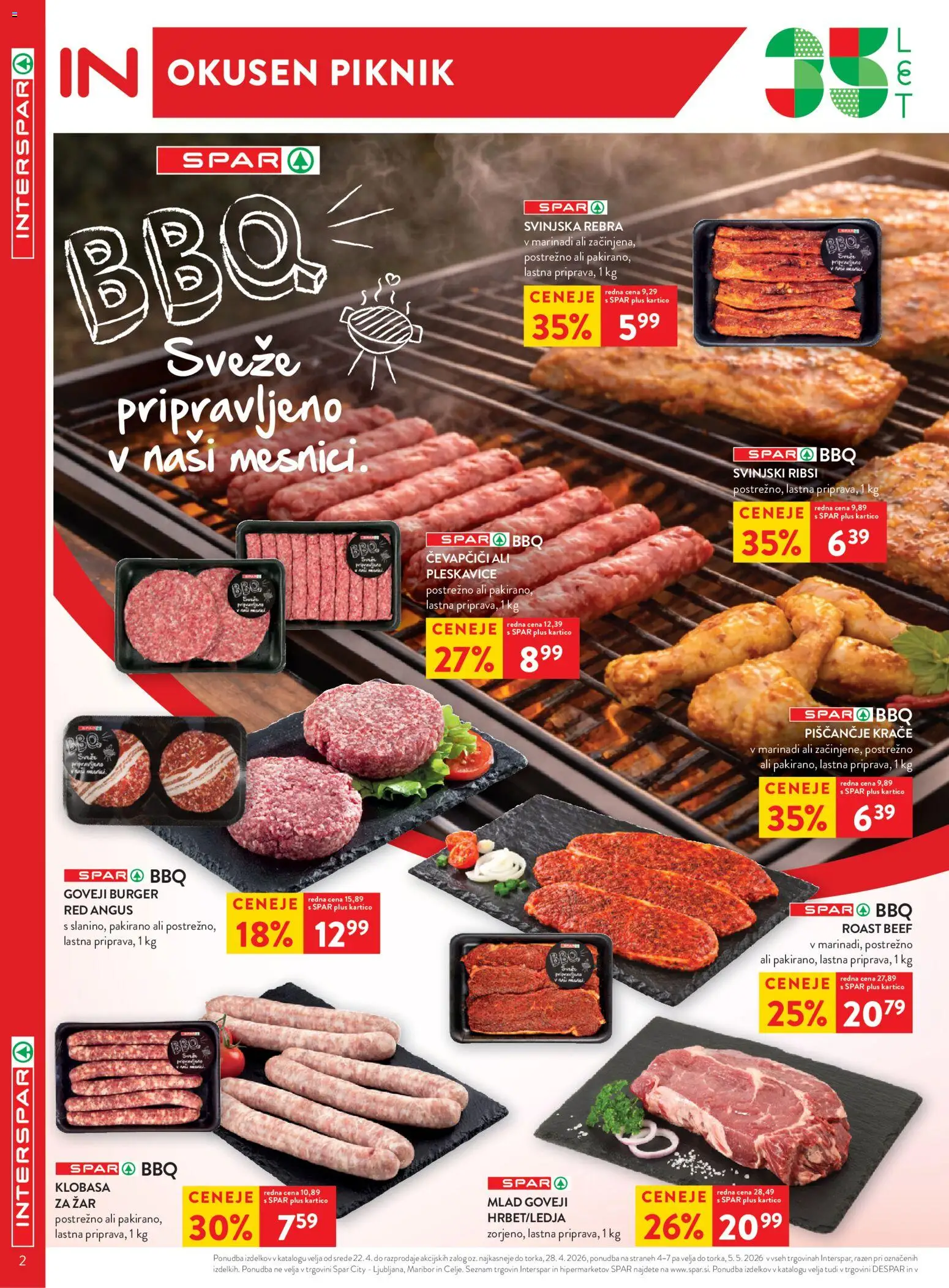 Novi Spar katalog ponudbe – veljaven od 22.04.2026 | Stran: 2 | Izdelki: Čevapčiči, Zar, Pleskavice