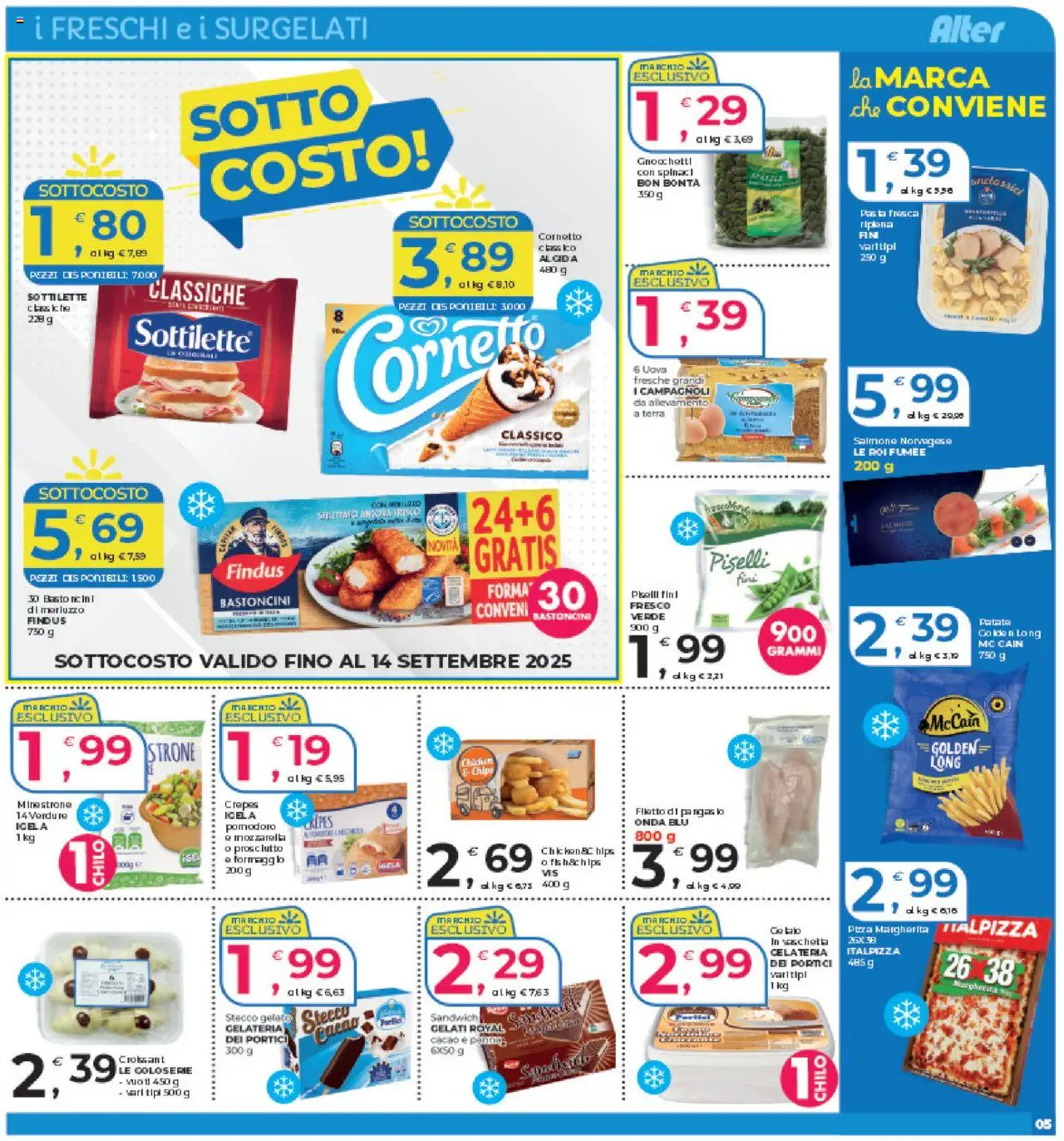 Volantino Alter Discount del 05.09.2025 | Pagina: 5 | Prodotti: Salmone, Cornetto, Patate, Prosciutto