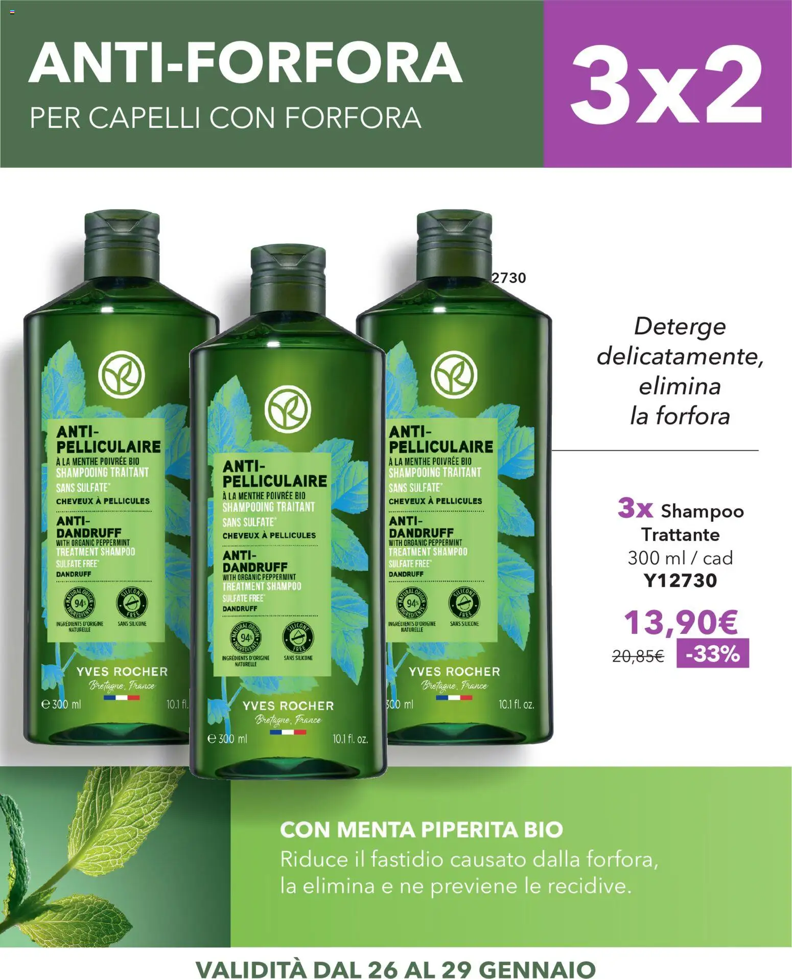 Volantino Yves Rocher del 26.01.2026 | Pagina: 4 | Prodotti: Shampoo, Silicone, Menta
