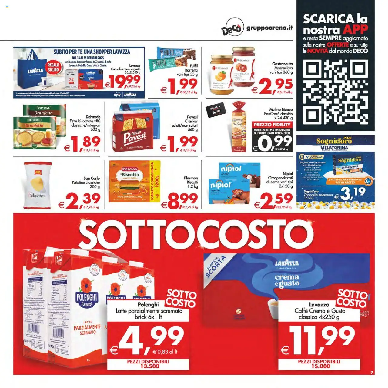 Volantino Decò del 14.10.2025 | Pagina: 8 | Prodotti: Crema, Latte parzialmente scremato, Fette biscottate, Lavazza
