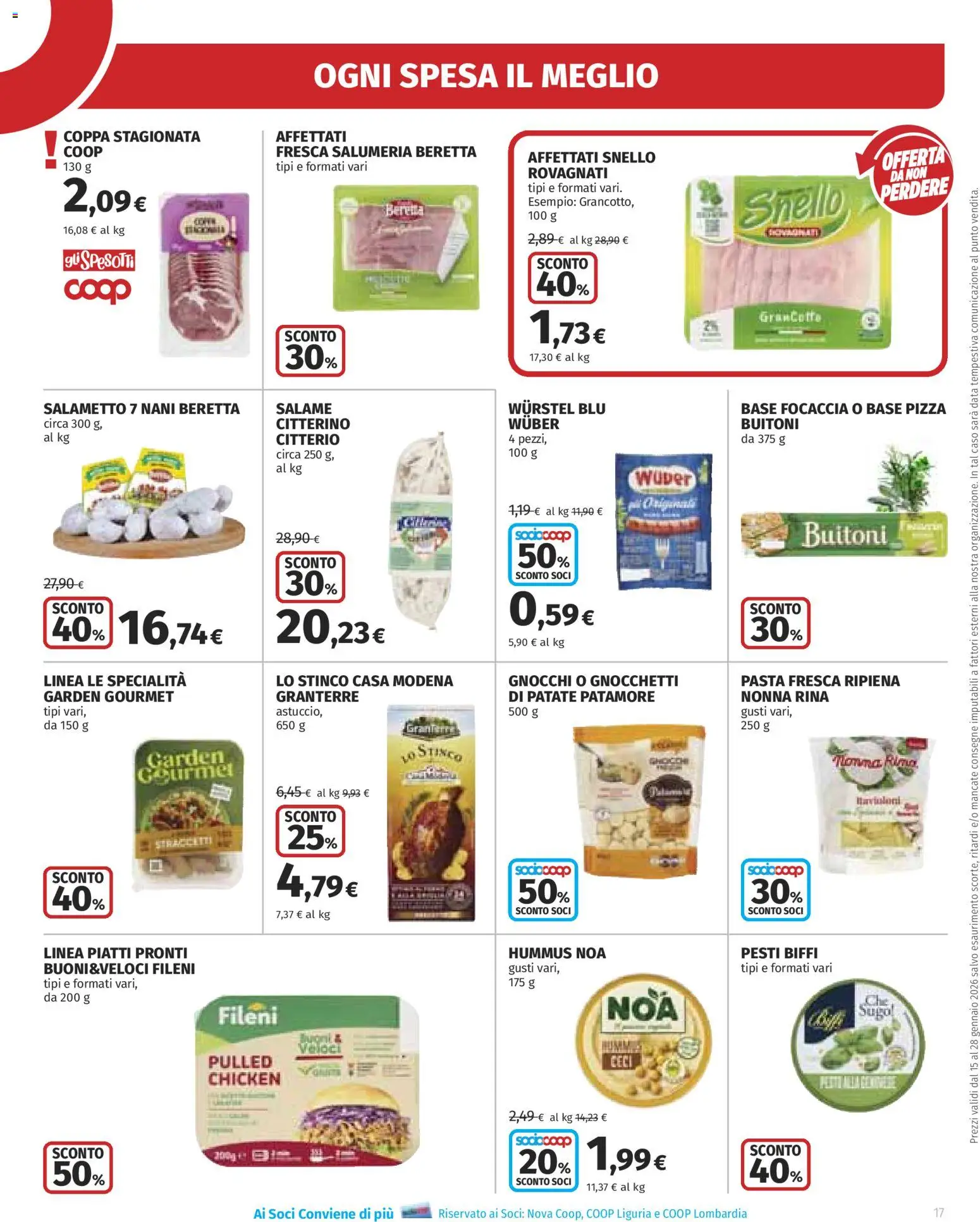 Volantino Ipercoop del 15.01.2026 | Pagina: 17 | Prodotti: Salame, Pasta, Data, Gnocchi