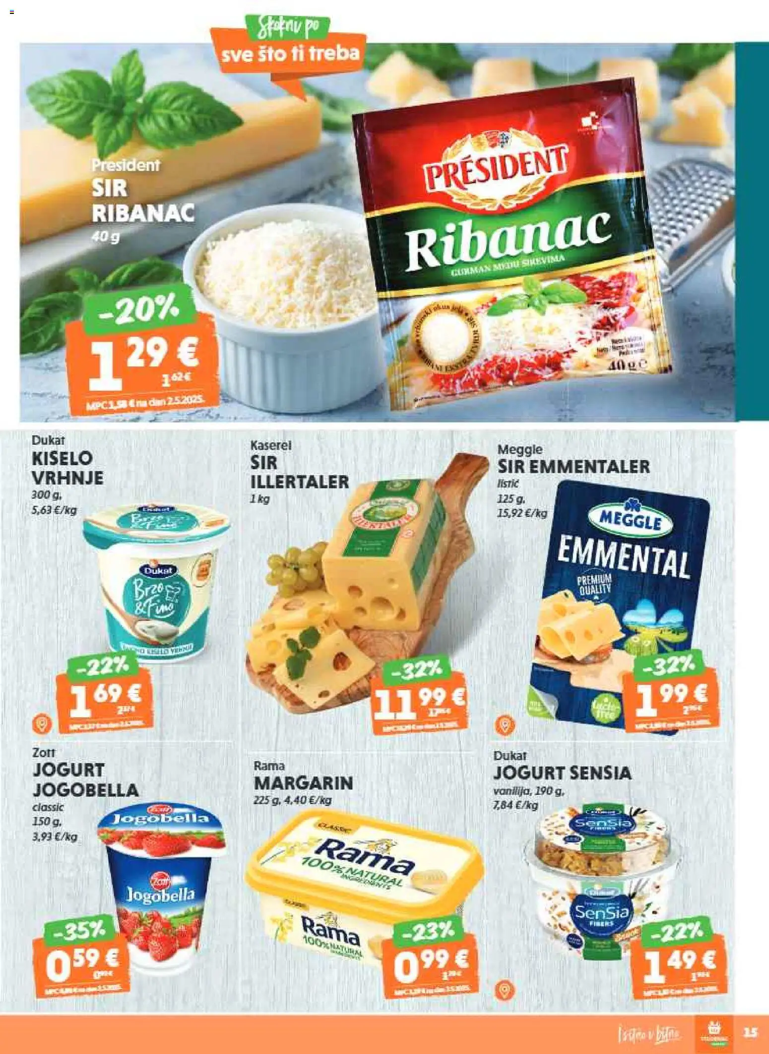 Studenac katalog | vrijedi od 07.01.2026 | Stranica: 15 | Proizvodi: Sir, Jogurt, Margarin