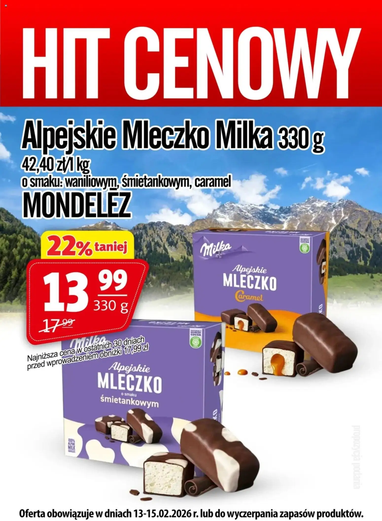 Prim Market Promocja - Alpejskie Mleczko Milka od 13.02.2026 | Strona: 1 | Produkty: Milka