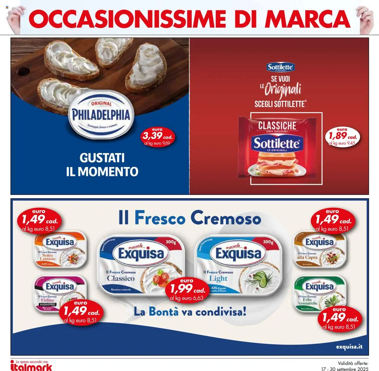 Volantino Italmark del 17.09.2025 | Pagina: 14 | Prodotti: Formaggio