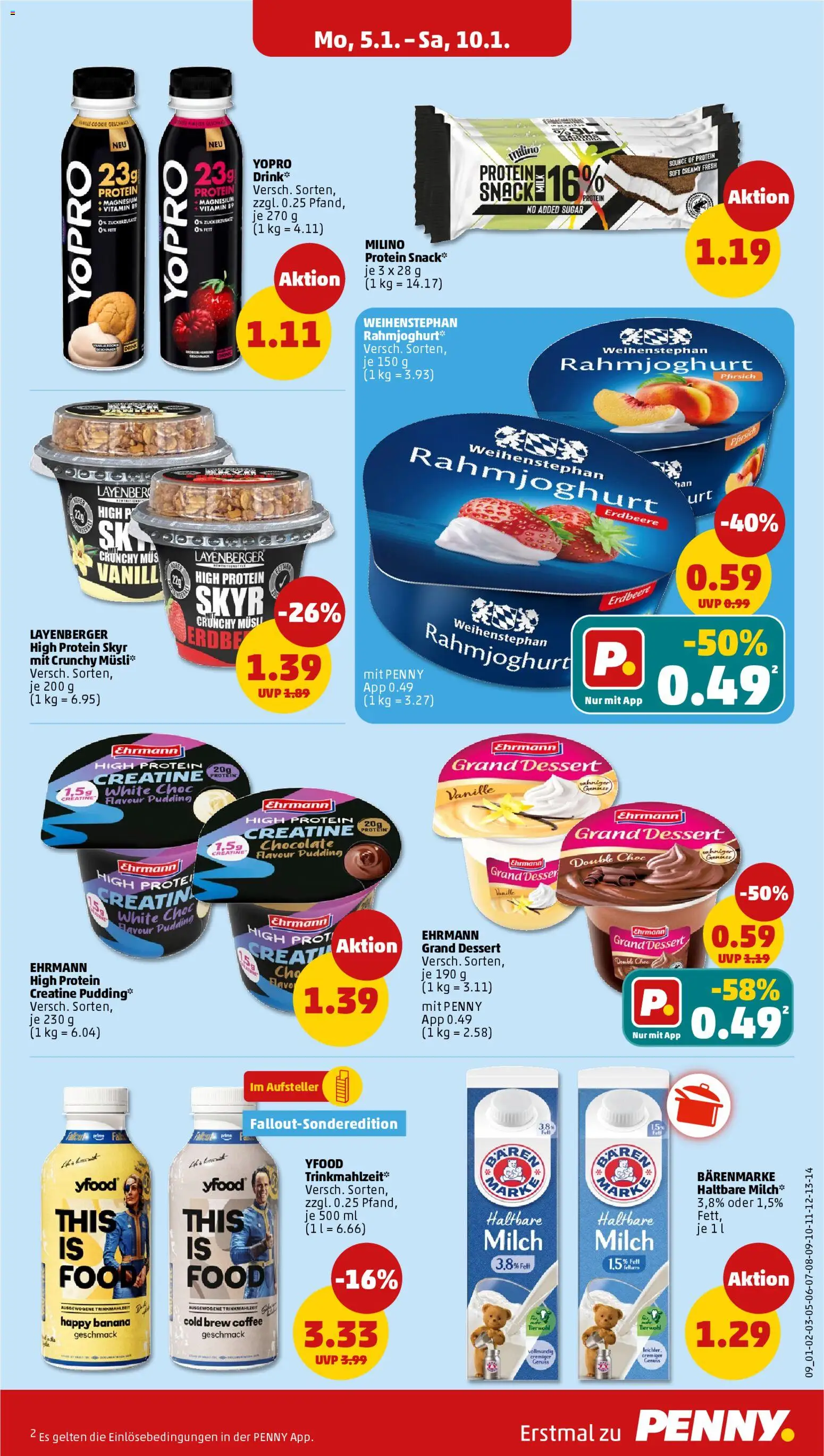Penny Prospekt 	 – gültig ab 05.01.2026 | Seite: 9 | Produkte: Milch, Pudding, Skyr, YFood