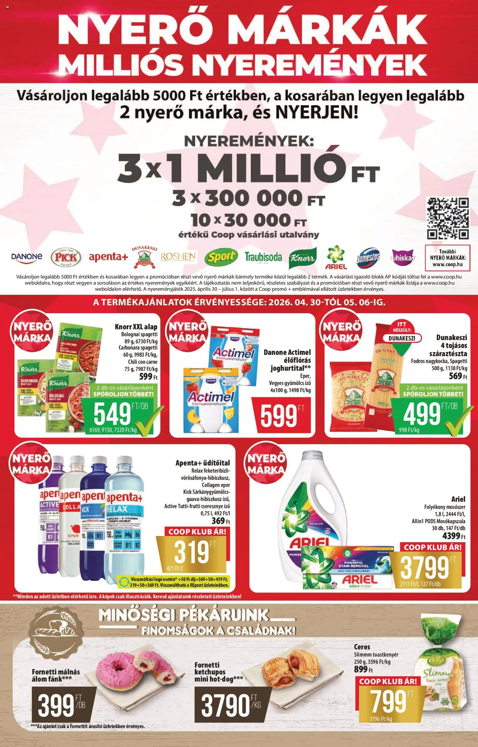 COOP akciós ujság - amely érvényes a következő dátumtól: 30.04.2026 | Oldal: 4 | Termékek: Spagetti, Cseresznye, Eper, Száraztészta