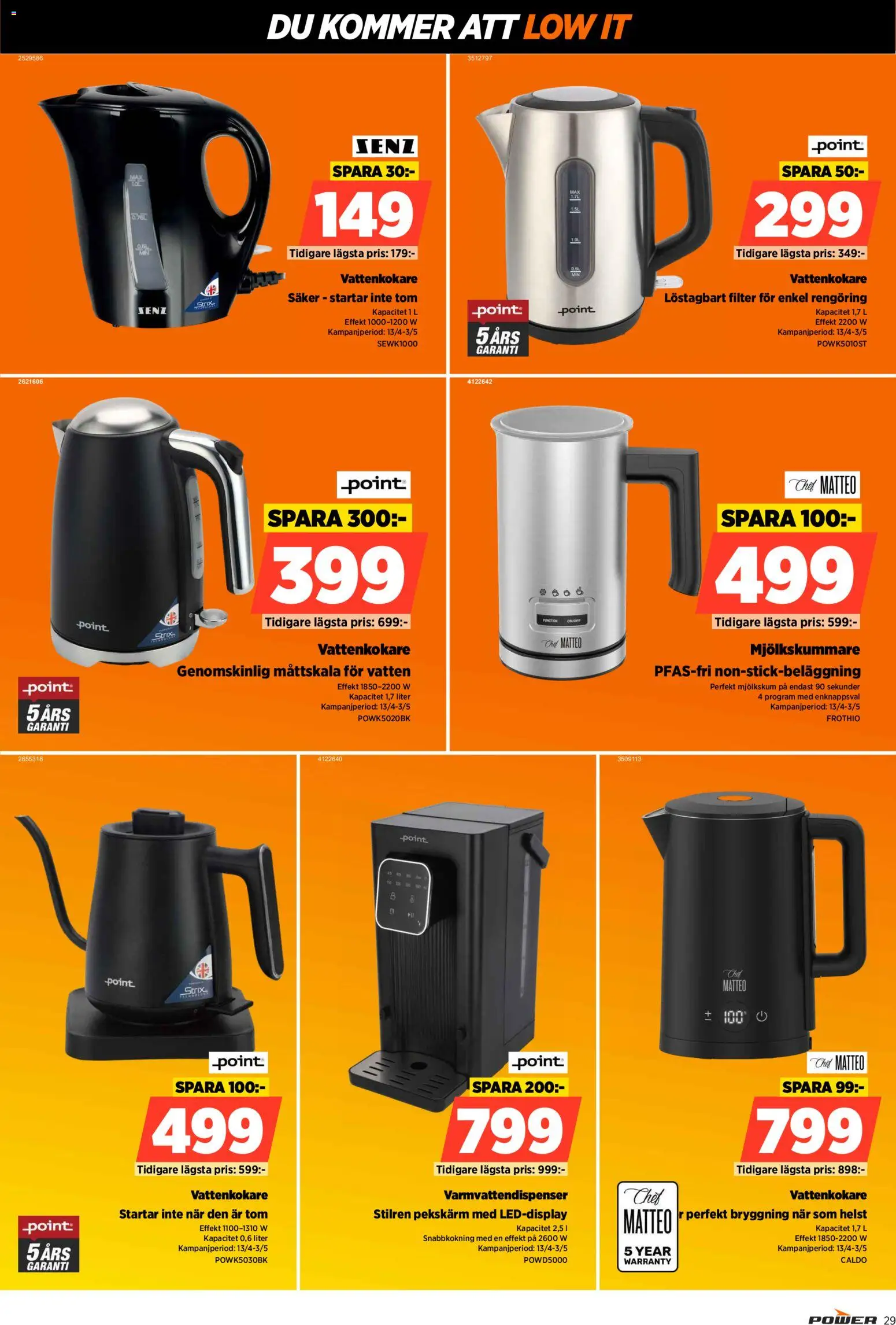 Power reklamblad aktuell från 20.04.2026 | Sida: 29 | Produkter: Vattenkokare, Filter