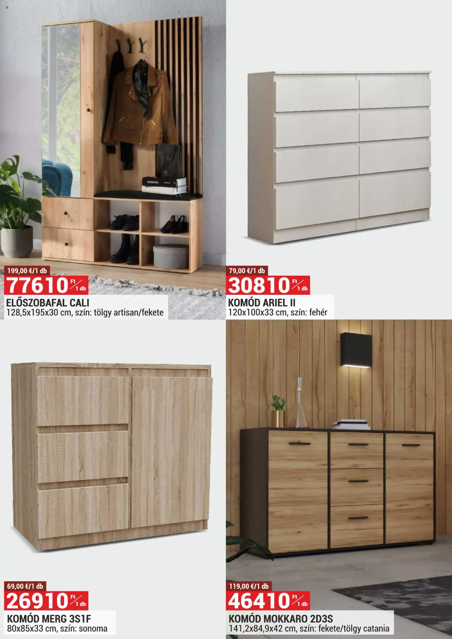 Merkury Market akciós ujság - amely érvényes a következő dátumtól: 01.03.2026 | Oldal: 18 | Termékek: Ariel, Komód, Előszobafal