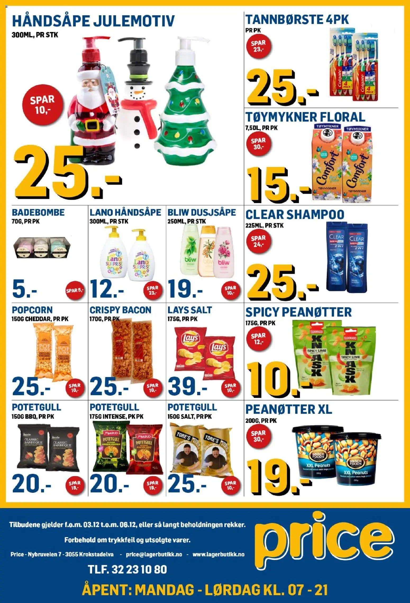 {H1} | Side: 8 | Produkter: Tannbørste, Badebombe, Potetgull, Lime