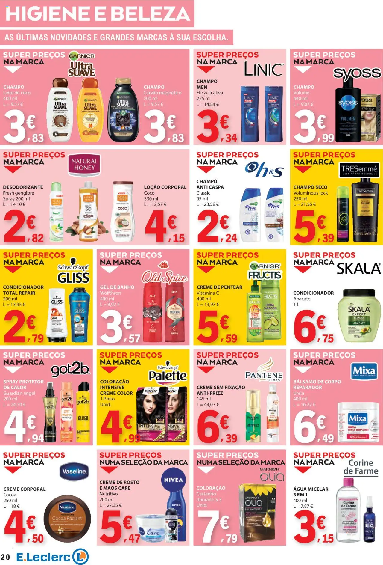 E.Leclerc folheto │ válido de 21.08.2025 | Página: 20 | Produtos: Gel de banho, Desodorizante, Leite, Vitamina c