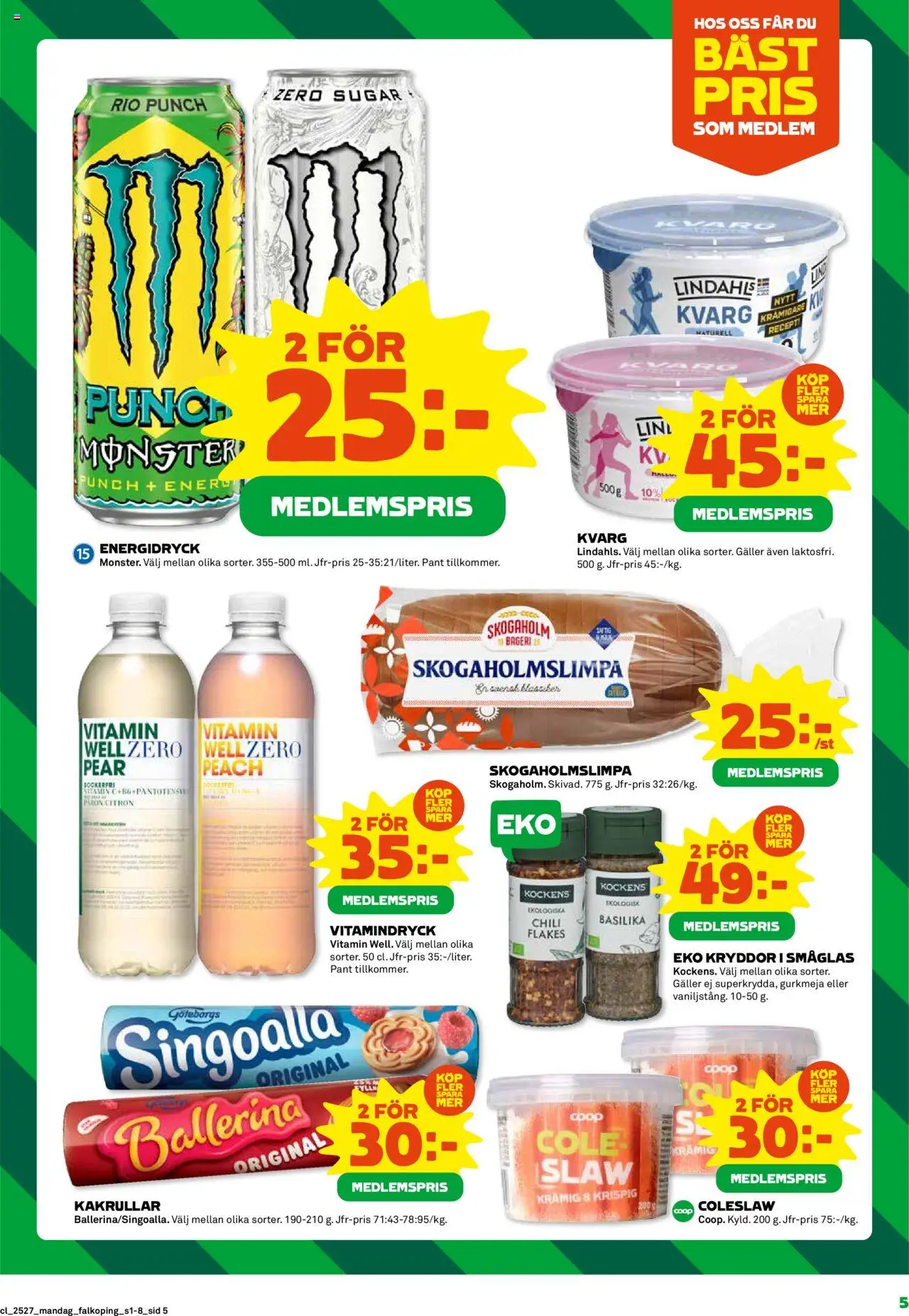 Coop reklamblad aktuell från 30.06.2025 | Sida: 5 | Produkter: Singoalla, Galler, Chili, Energidryck