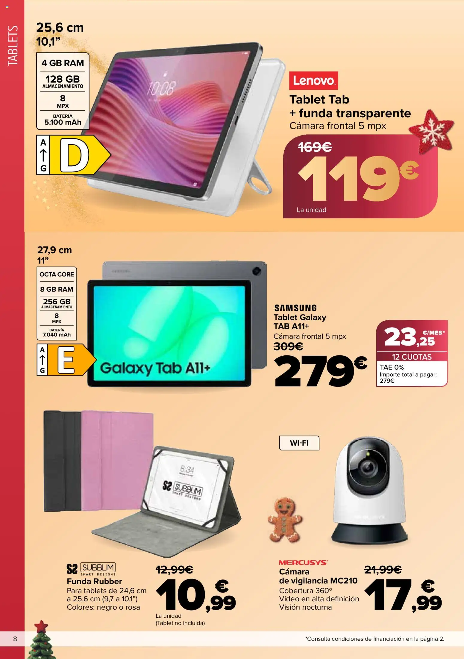 Carrefour folleto │ válido desde el 03.12.2025 | Página: 8 | Productos: Tablet, Video, Funda, Batería