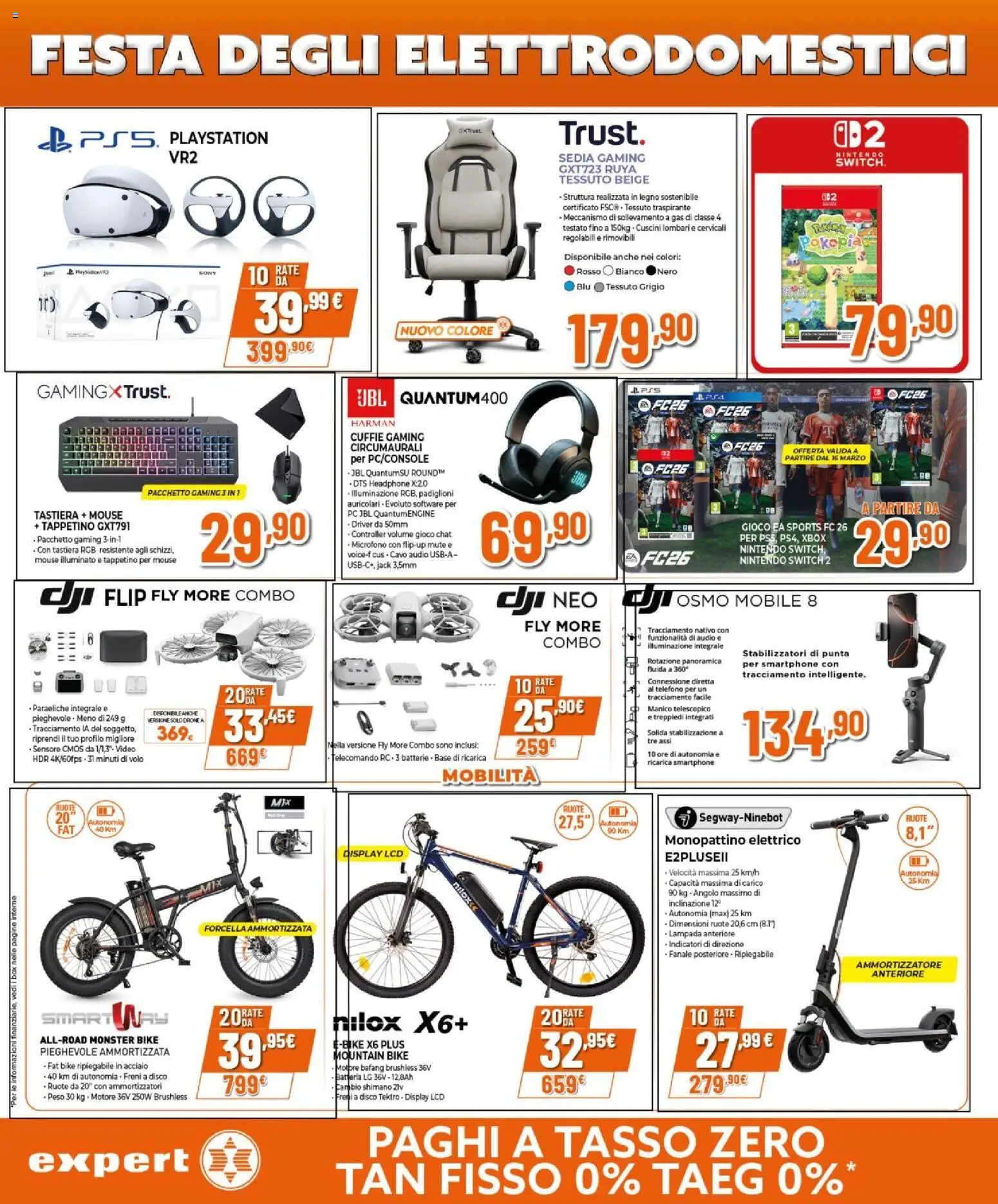 Volantino Expert del 12.03.2026 | Pagina: 26 | Prodotti: Auricolari, Tastiera, Playstation, Monopattino elettrico