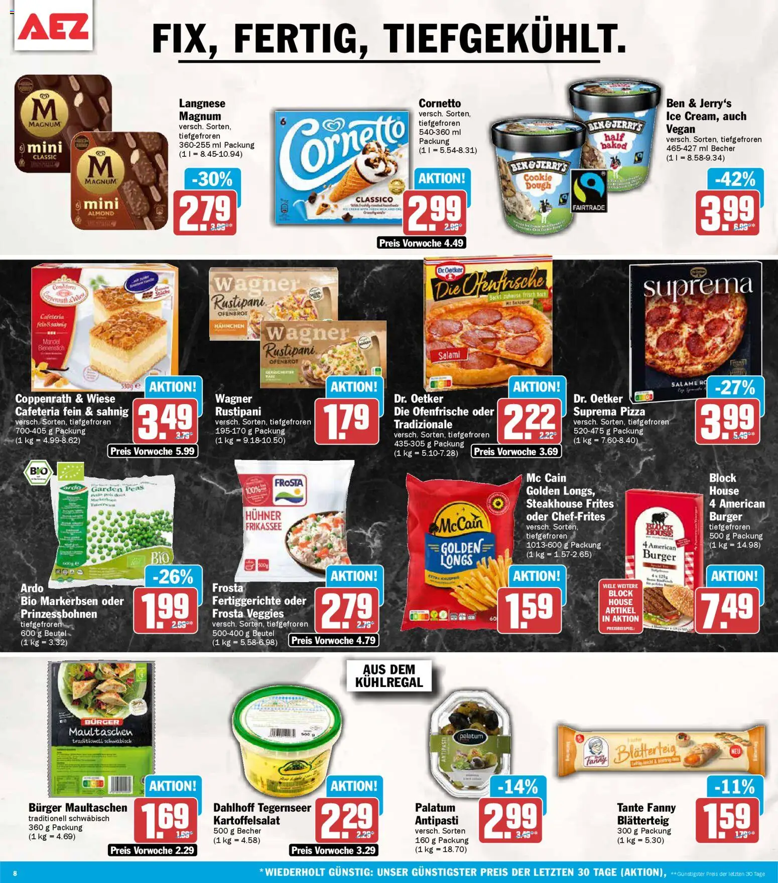 AEZ Prospekt 	 – gültig ab 27.04.2026 | Seite: 8 | Produkte: Burger, McCain, Ben & Jerry's, Maultaschen
