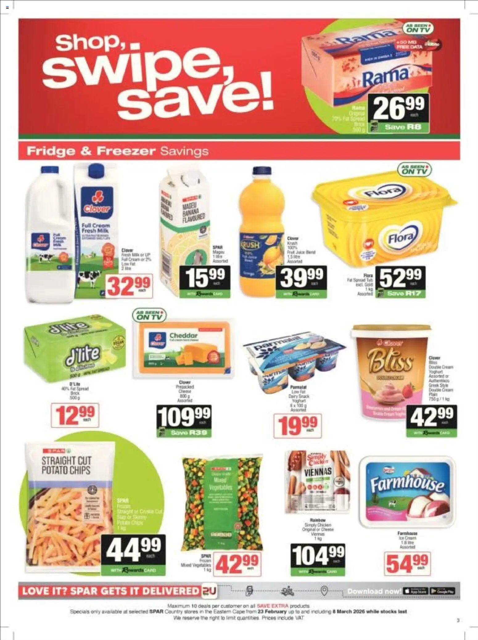 New Spar catalogue – valid from 23.02.2026 | Page: 3 | Products: Data, TV, Milk, Vegetables