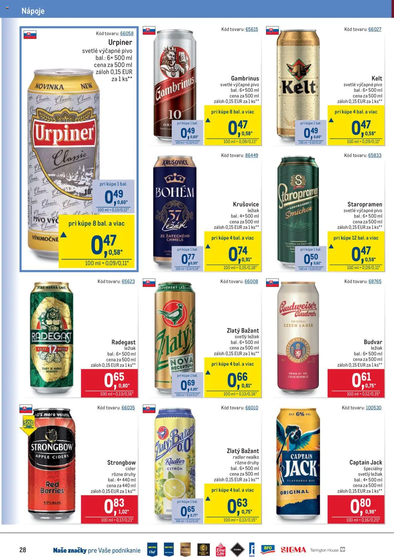 Nové Metro akcie – leták je platný od 08.10.2025 | Strana: 28 | Produkty: Pivo, Radler, Apple, Staropramen