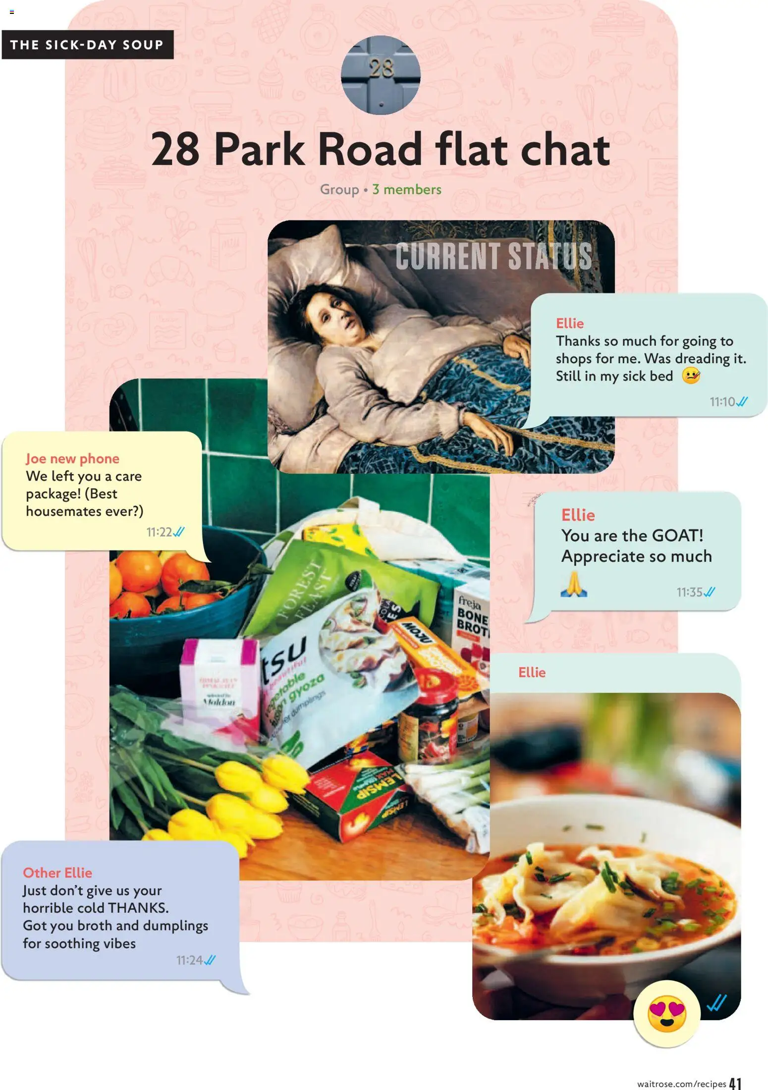 {H1} | Page: 41 | Products: Dumplings, Phone, Soup, Bed