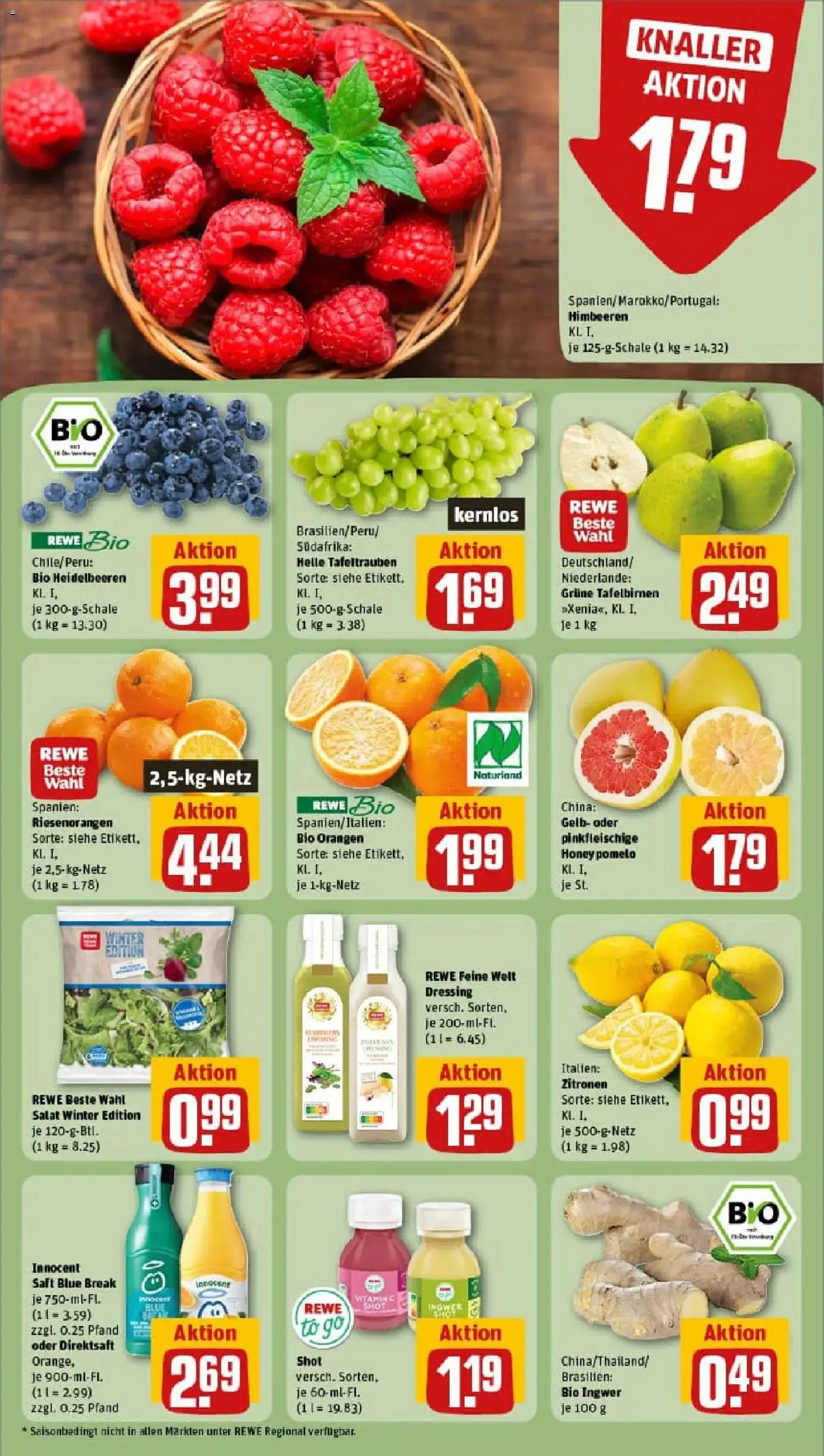 Rewe prospekt Würzburg/Zellerau	 – gültig ab 26.01.2026 | Seite: 6 | Produkte: Dressing, Heidelbeeren, Saft, Zitronen