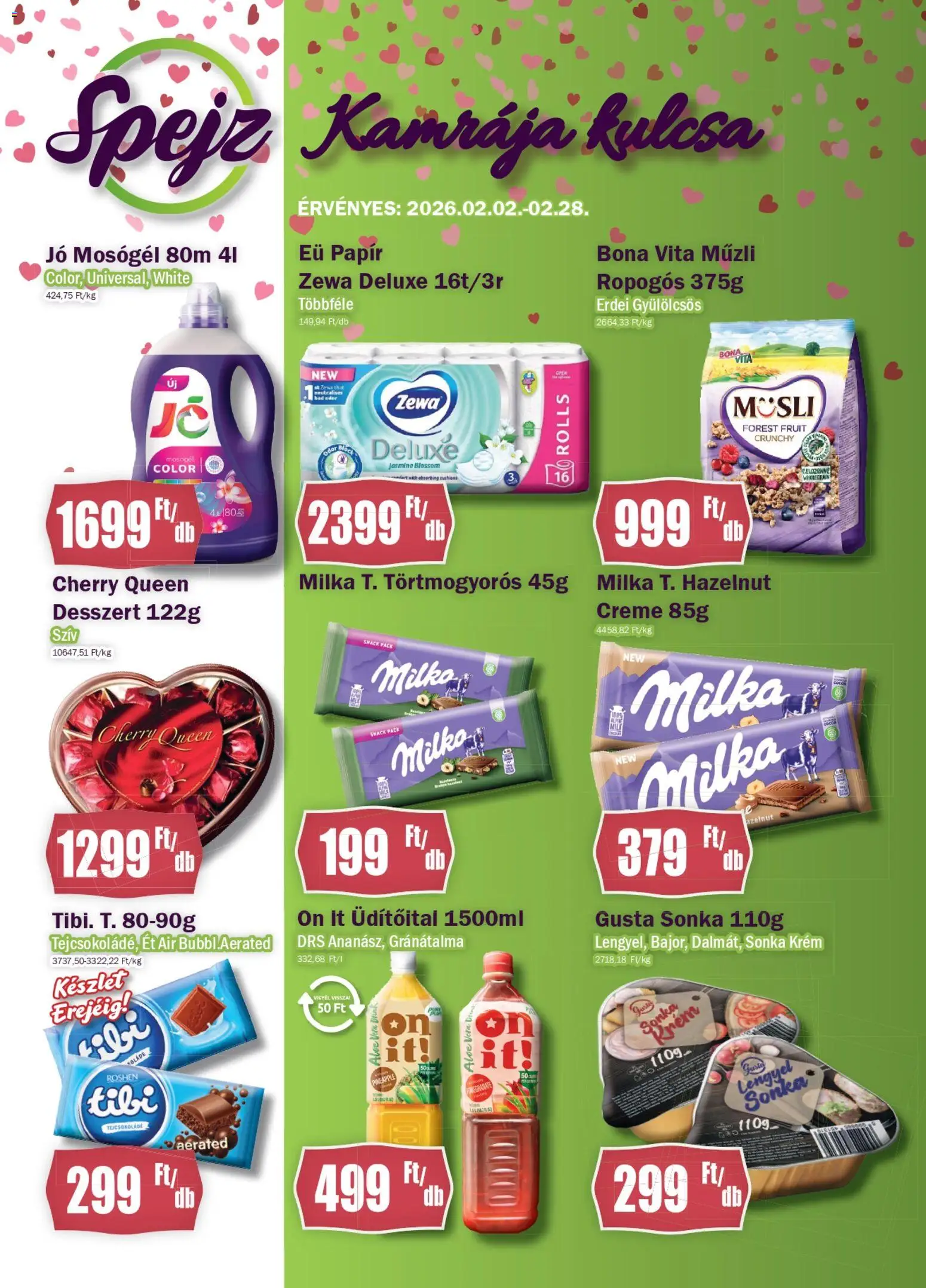 FullDiszkont akciós ujság - amely érvényes a következő dátumtól: 02.02.2026 | Oldal: 1 | Termékek: Müzli, Sonka, Mosógél, Gránátalma