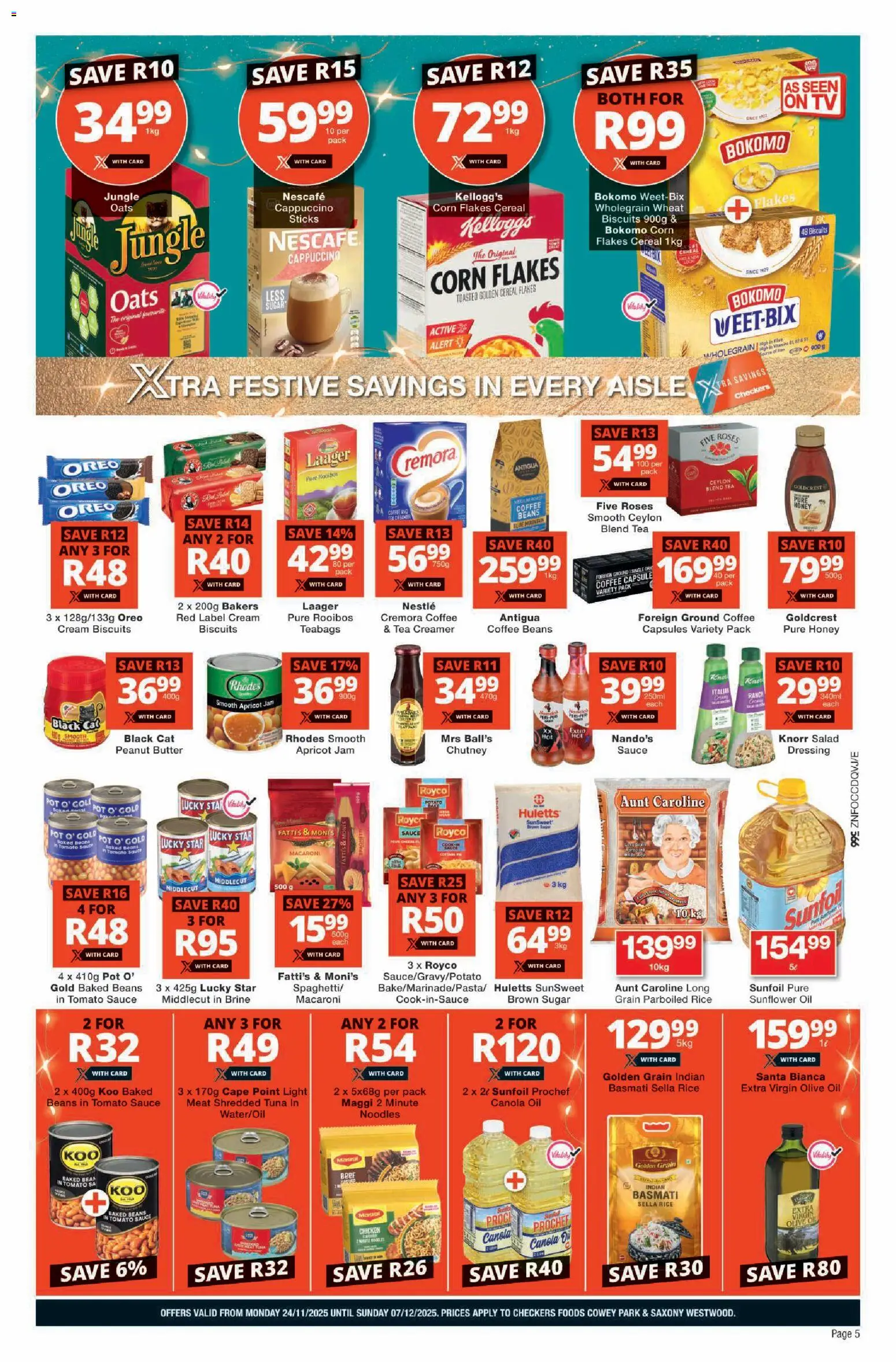 New Checkers catalogue – valid from 24.11.2025 | Page: 5 | Products: Corn, Oats, Rice, Dressing