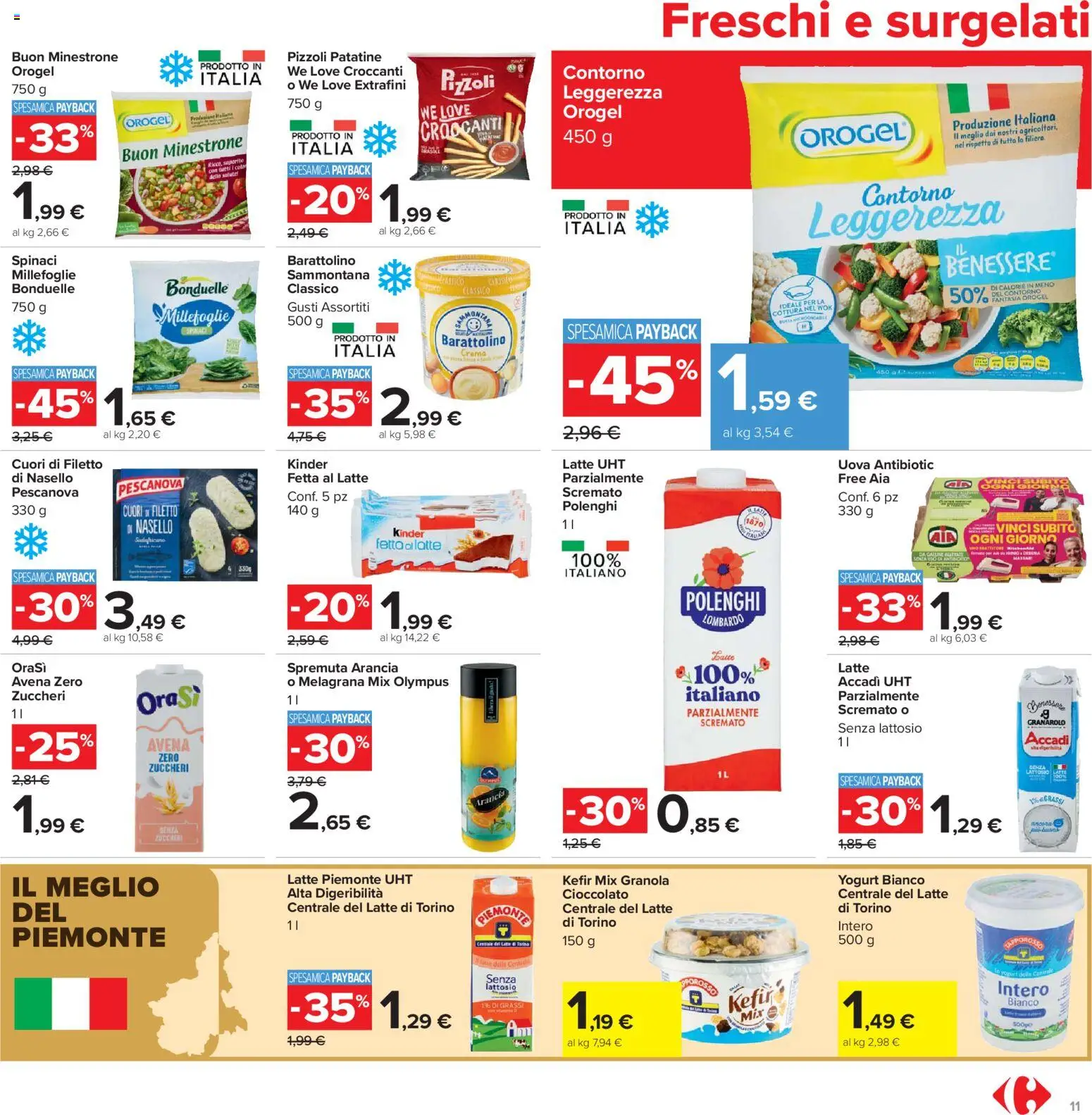 Volantino Carrefour del 07.04.2026 | Pagina: 11 | Prodotti: Patatine, Spinaci, The, Arancia