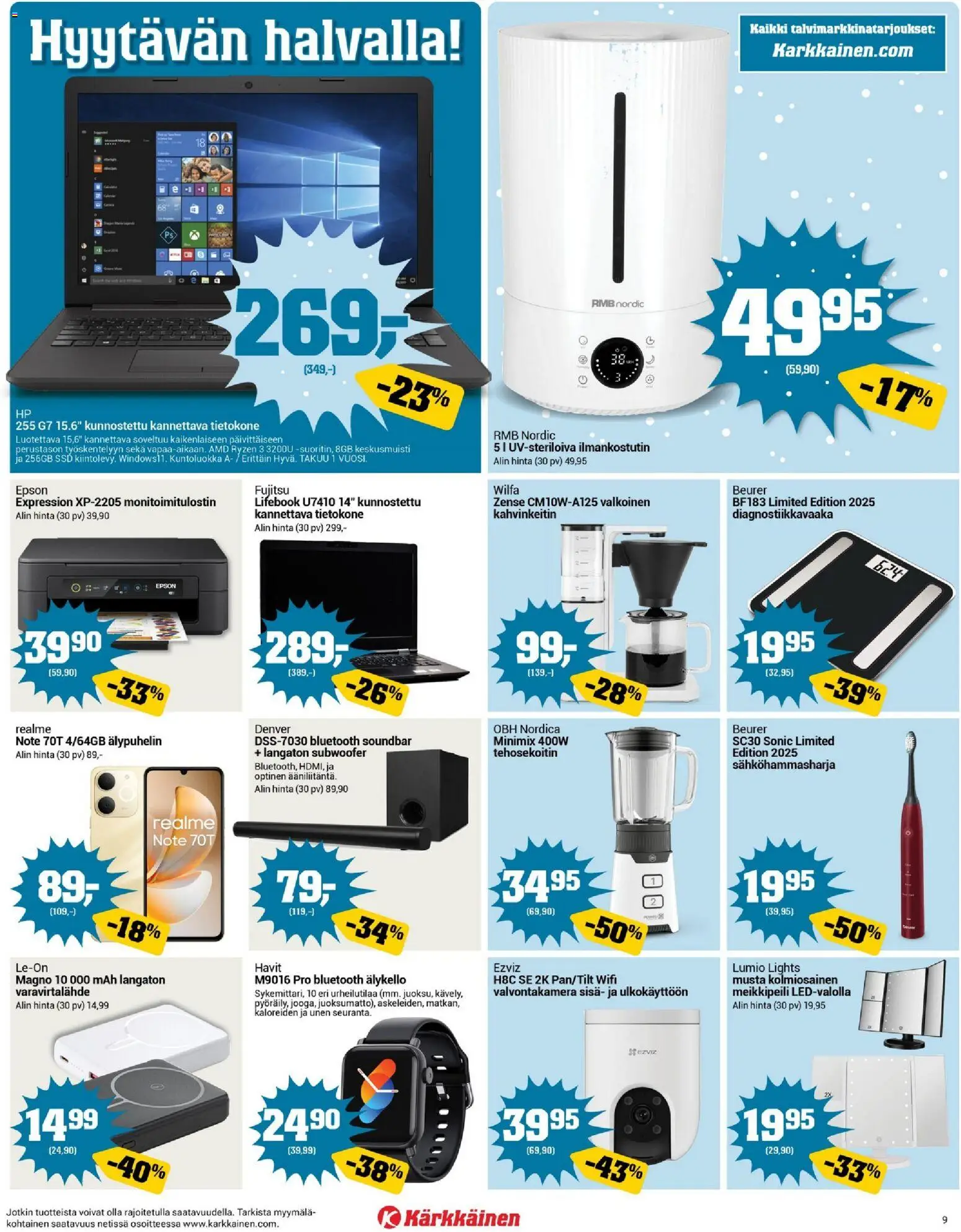 Kärkkäinen tarjoukset – voimassa 21.01.2026 alkaen | Sivu: 9 | Tuotteet: Kahvinkeitin, Valvontakamera, Varavirtalähde, Älykello