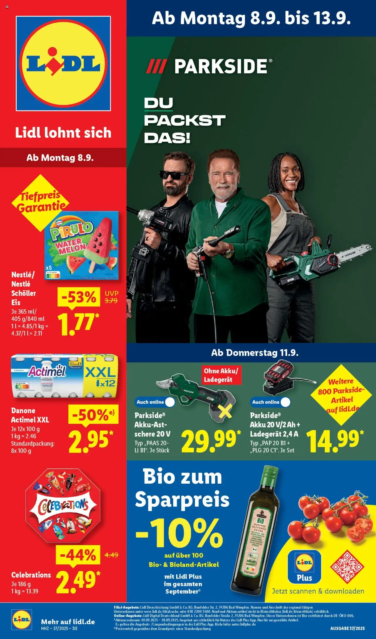 Lidl - Prospekt Bestwig – gültig ab 08.09.2025 | Seite: 1 | Produkte: Actimel, Olivenol, Celebrations, Ladegerät