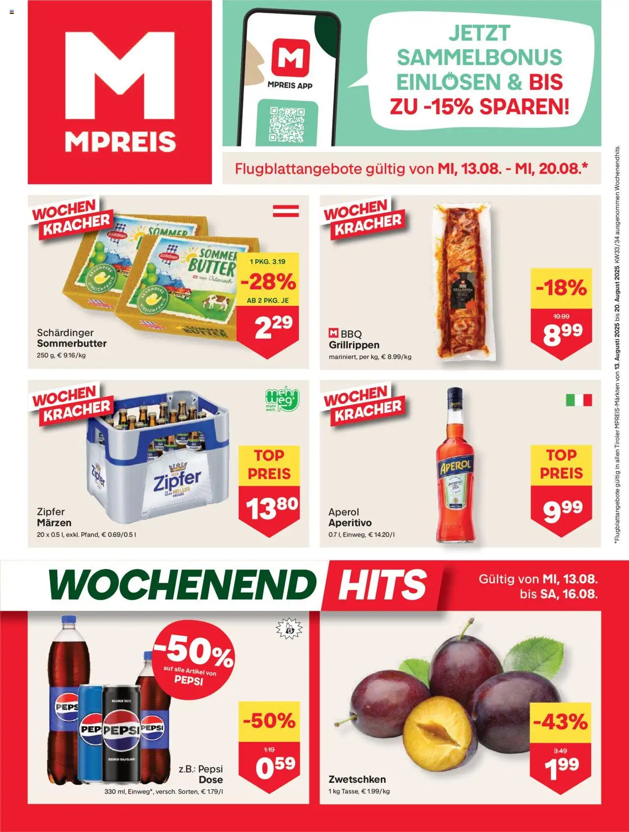 MPREIS Absam gültig ab 13.08.2025 | Seite: 1 | Produkte: Butter