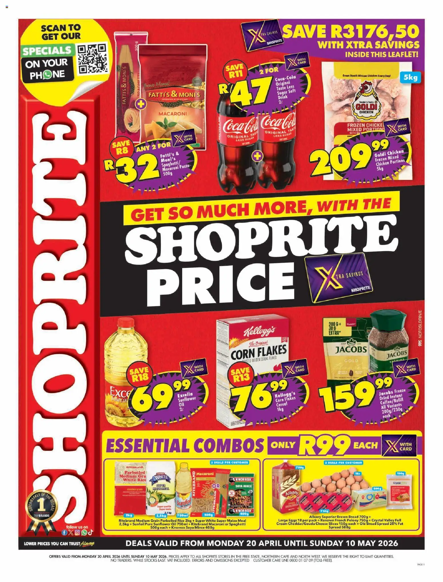 New Shoprite catalogue – valid from 20.04.2026 | Page: 1 | Products: Corn, Maize meal, Rice, Estuche organizador de viaje