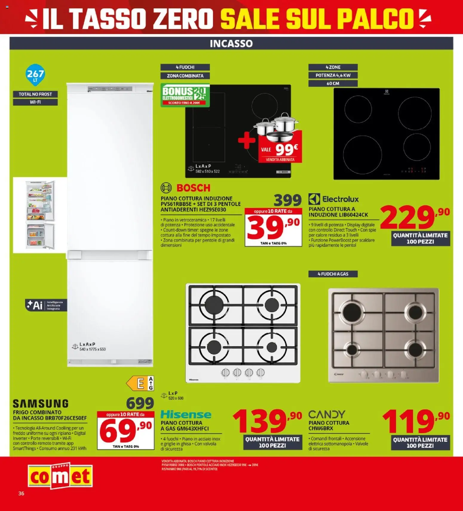 Volantino Comet del 19.02.2026 | Pagina: 36 | Prodotti: Ripiano, Piano cottura, Piano cottura induzione, Samsung