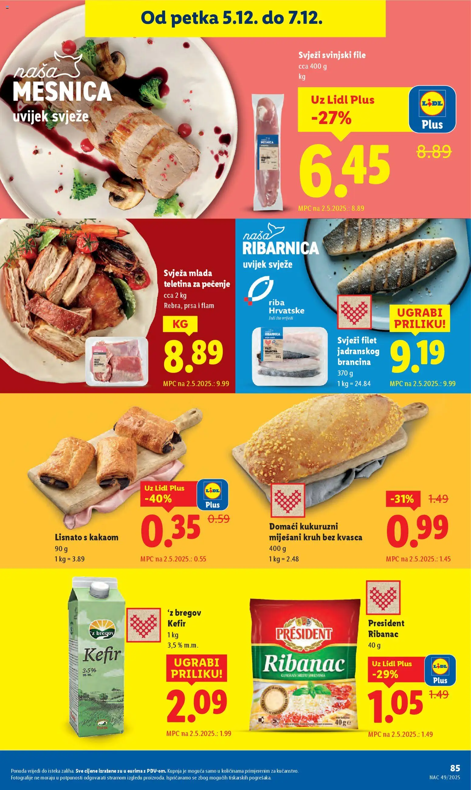 Lidl katalog | vrijedi od 01.12.2025 | Stranica: 85 | Proizvodi: Teletina, Kruh, Riba, Svinjski file