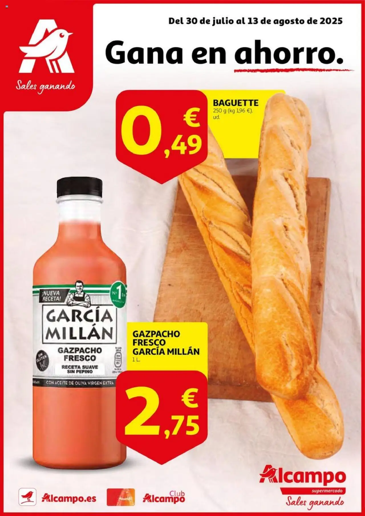 Alcampo - SM Nacional  │ válido desde el 30.07.2025 | Página: 1 | Productos: Στιγμιαίος καφές, Aceite, Aceite de oliva virgen extra, Gazpacho