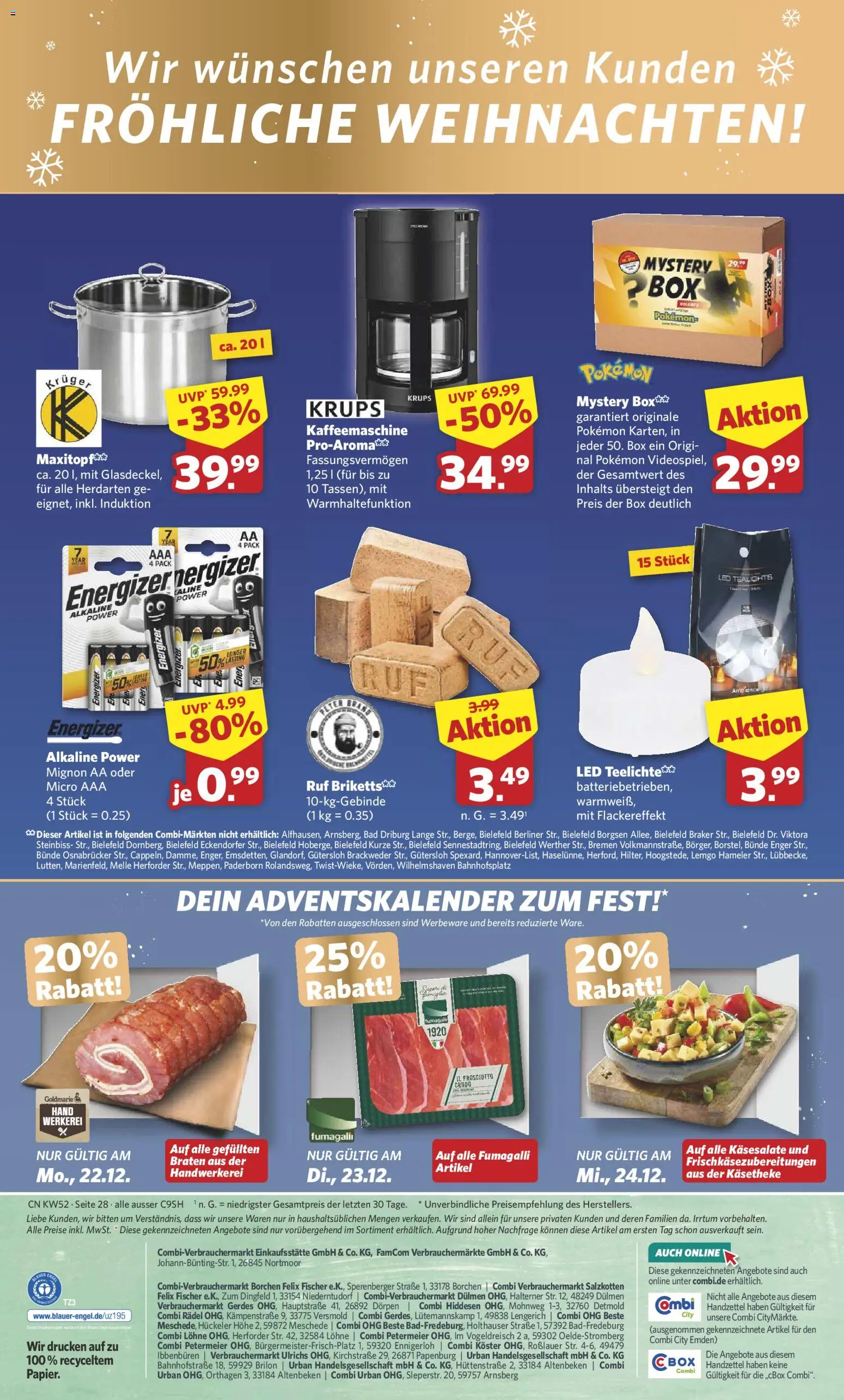 Combi Prospekt 	 – gültig ab 22.12.2025 | Seite: 28 | Produkte: Berliner, Krups, Kaffeemaschine, Box