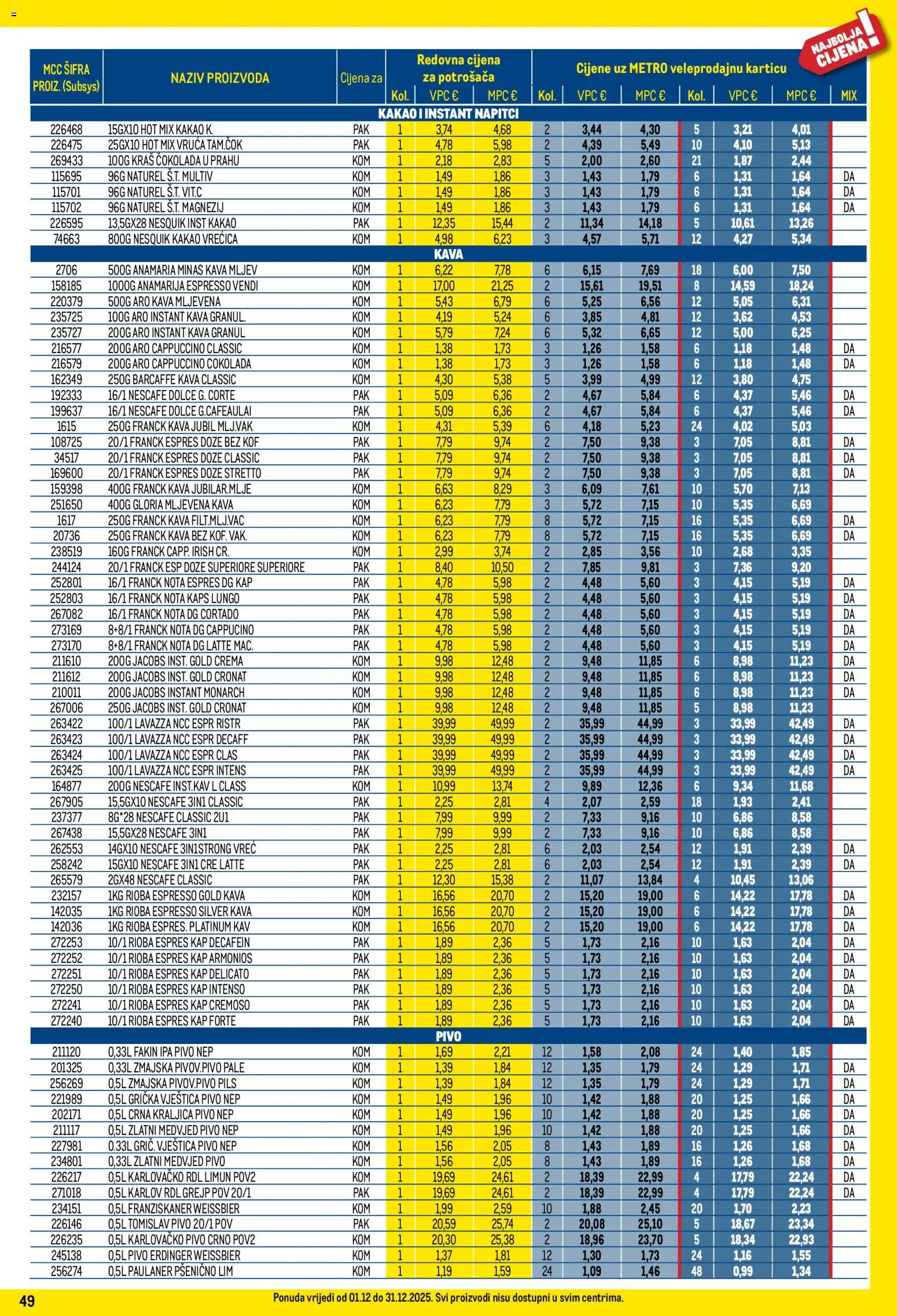 Metro katalog | vrijedi od 01.12.2025 | Stranica: 49 | Proizvodi: Jacobs, Grejp, Limun, Kakao