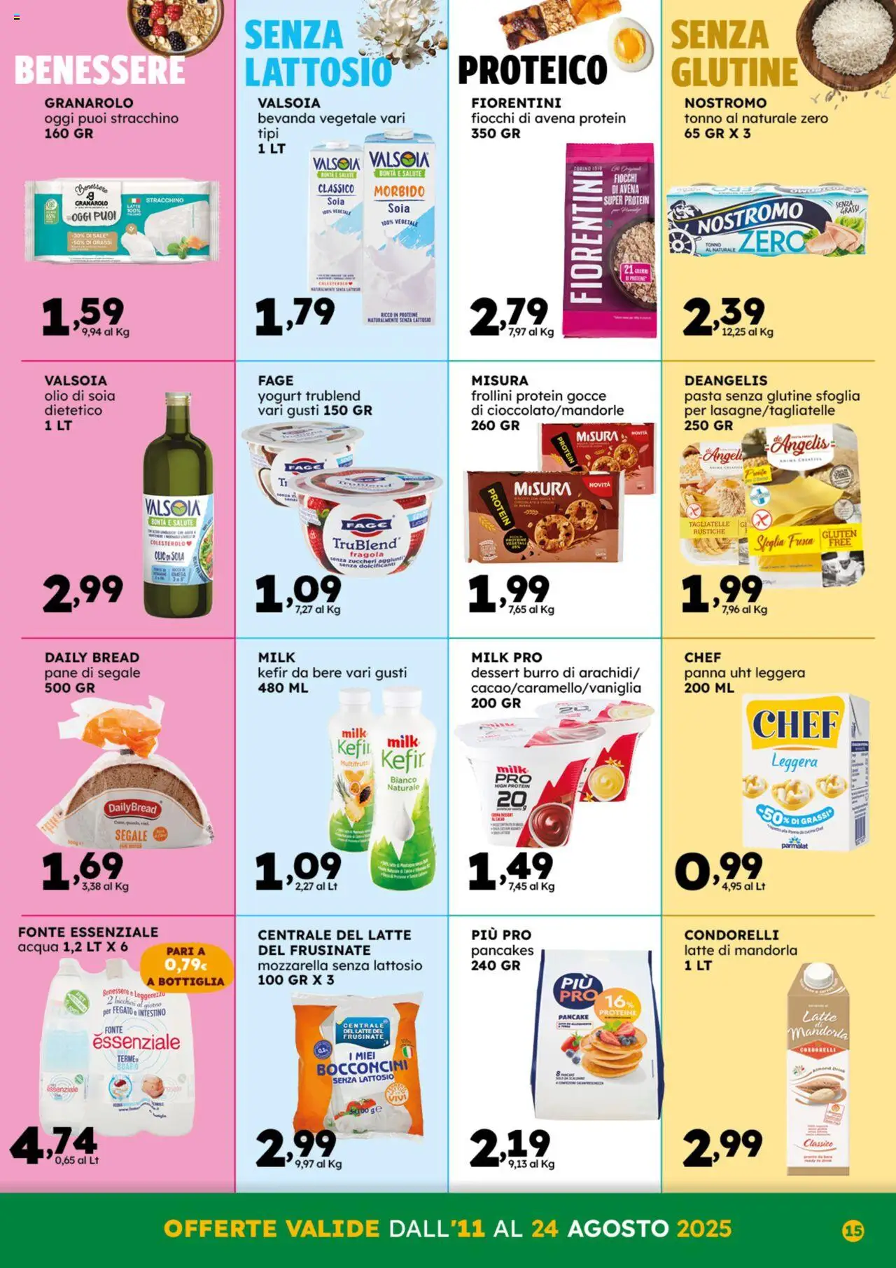 Volantino GECOP del 11.08.2025 | Pagina: 15 | Prodotti: Mozzarella senza lattosio, Fiocchi, Pasta, Frollini