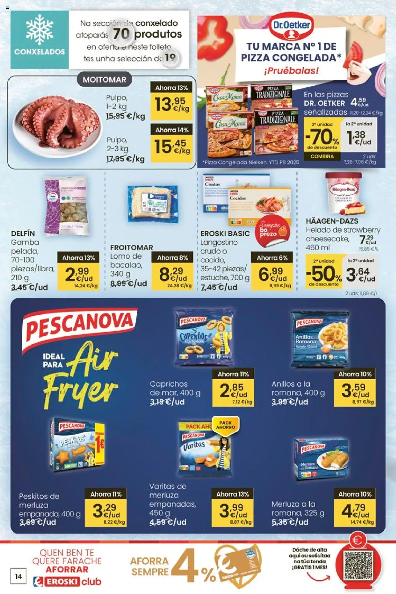 Eroski - Ofertón  │ válido desde el 02.10.2025 | Página: 14 | Productos: Anillos, Pizza, Té, Helado