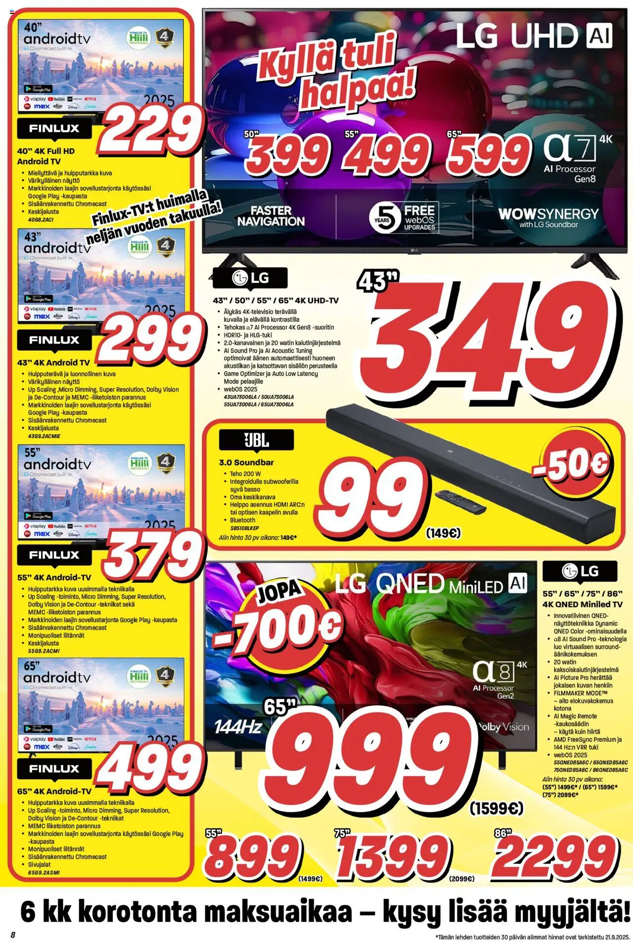 Veikon Kone tarjoukset – voimassa 22.09.2025 alkaen | Sivu: 8 | Tuotteet: Kaukosäädin, Soundbar, Näyttö, TV